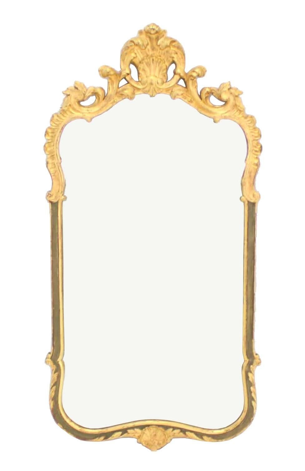 20th Century Carved Wood Gold Guild Rococo Style Mirror For Sale