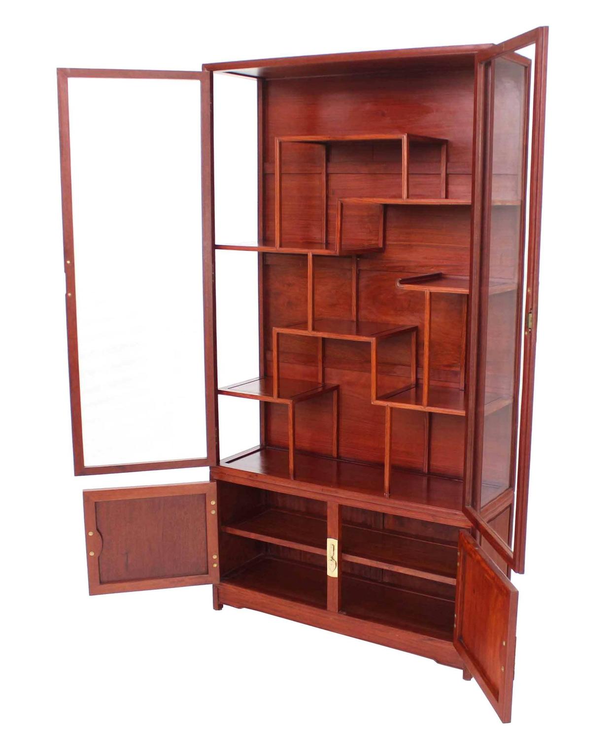 Mid Century Modern Oriental Display Cabinet with Brass