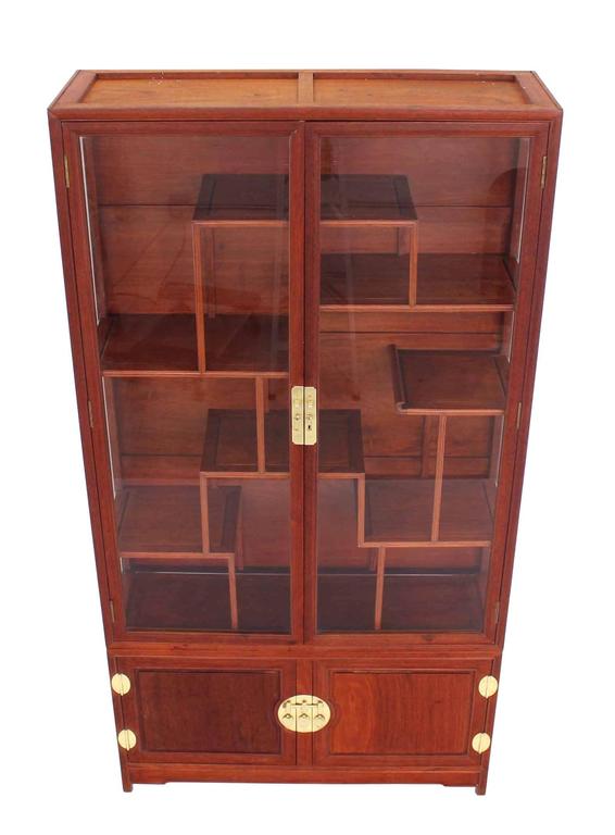 Mid Century Modern Oriental Display Cabinet with Brass
