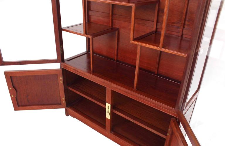Mid Century Modern Oriental Display Cabinet with Brass