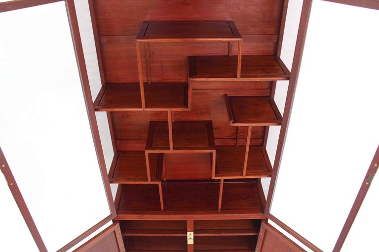 Mid Century Modern Oriental Display Cabinet with Brass
