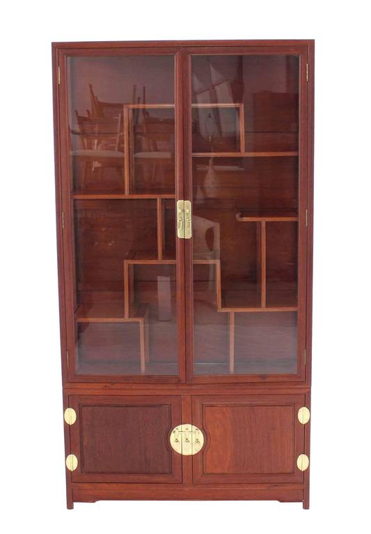Mid Century Modern Oriental Display Cabinet with Brass