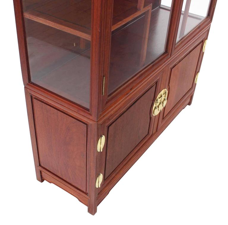 Mid Century Modern Oriental Display Cabinet with Brass