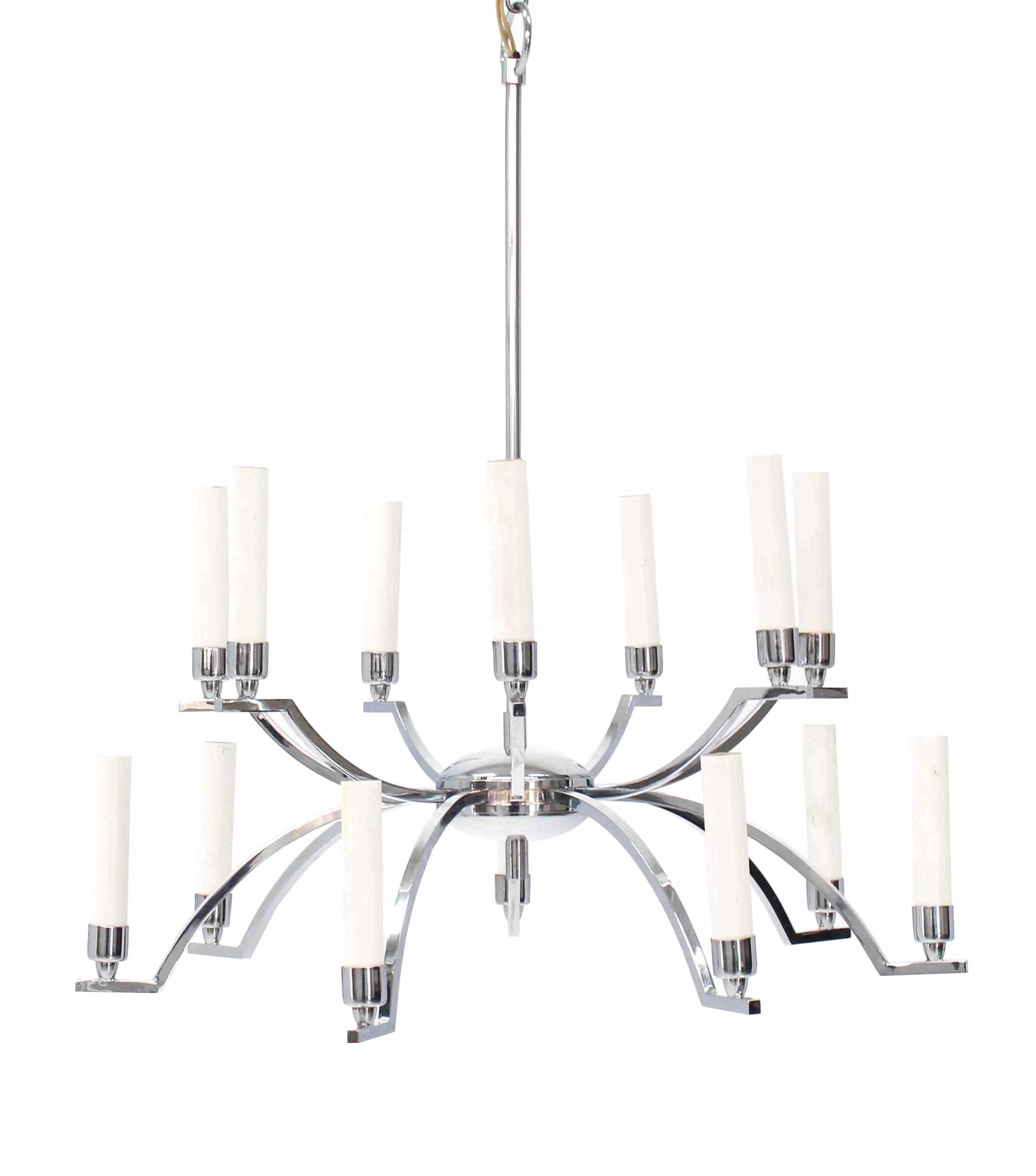 Very nice Mid-Century Modern twelve "candles" light fixture chandelier.