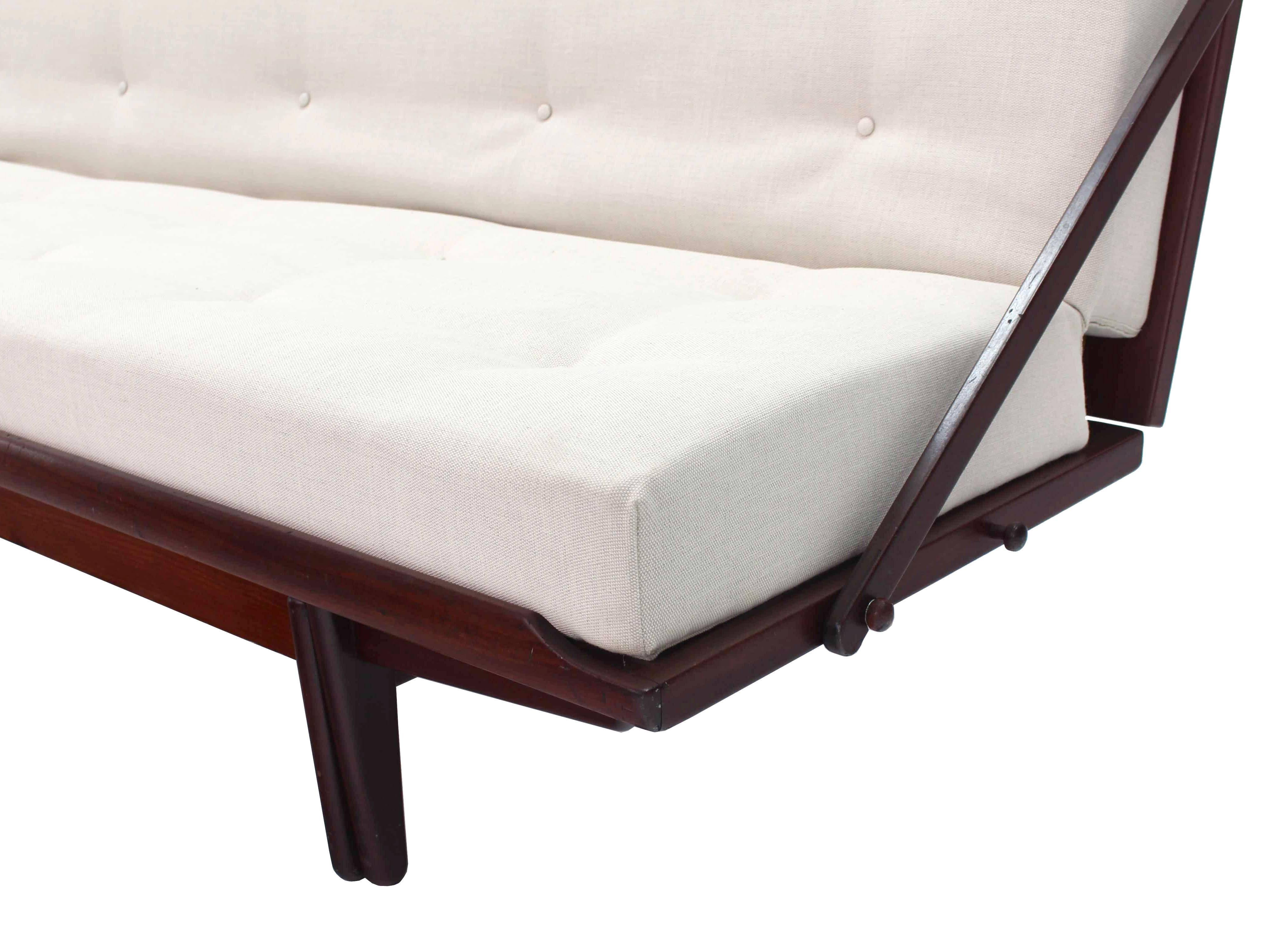 Mid-Century Modern Danish Mid Century Modern Teak Daybed New Upholstery Folding Sofa Couch.