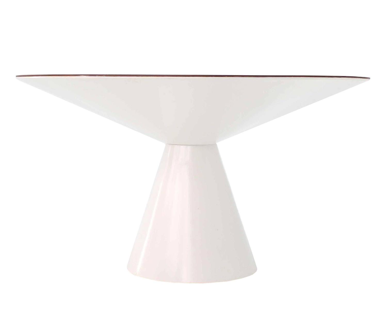 Cone Shape Base Walnut Top MidCentury Round Dining Table at 1stdibs