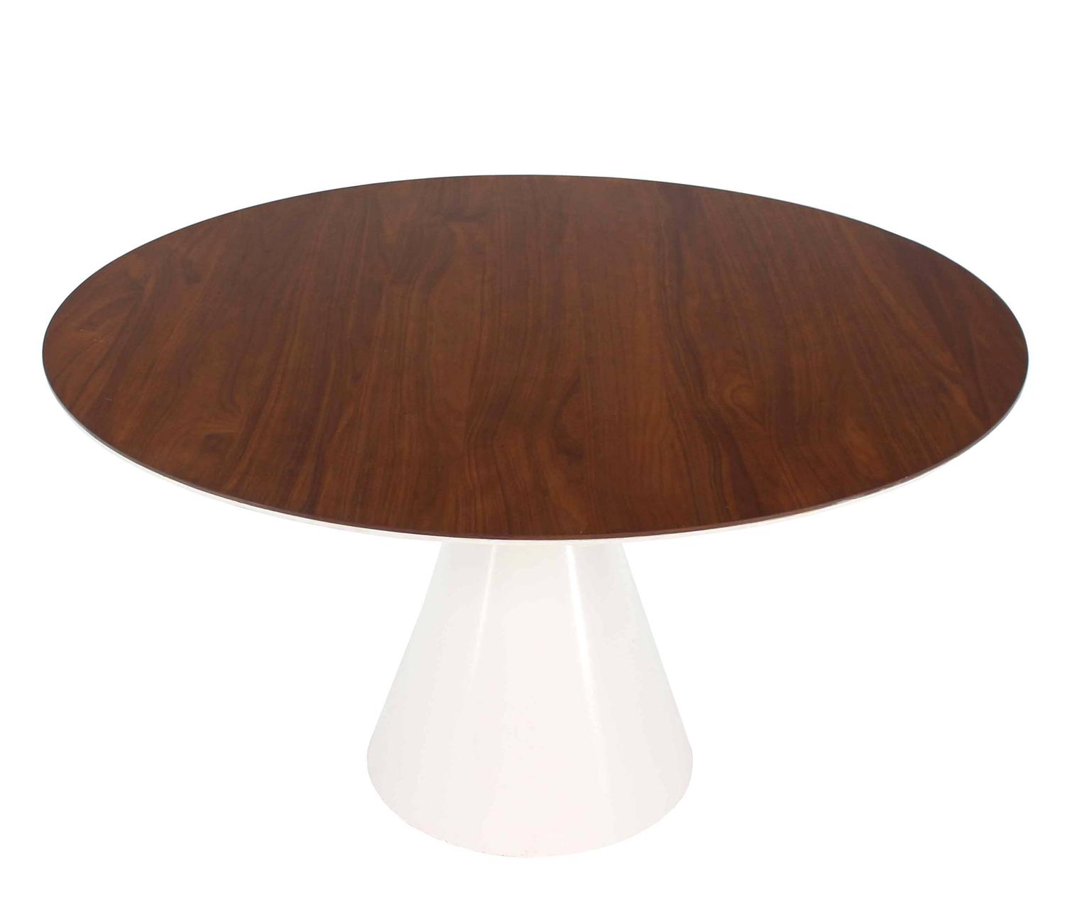 Cone Shape Base Walnut Top MidCentury Round Dining Table at 1stdibs