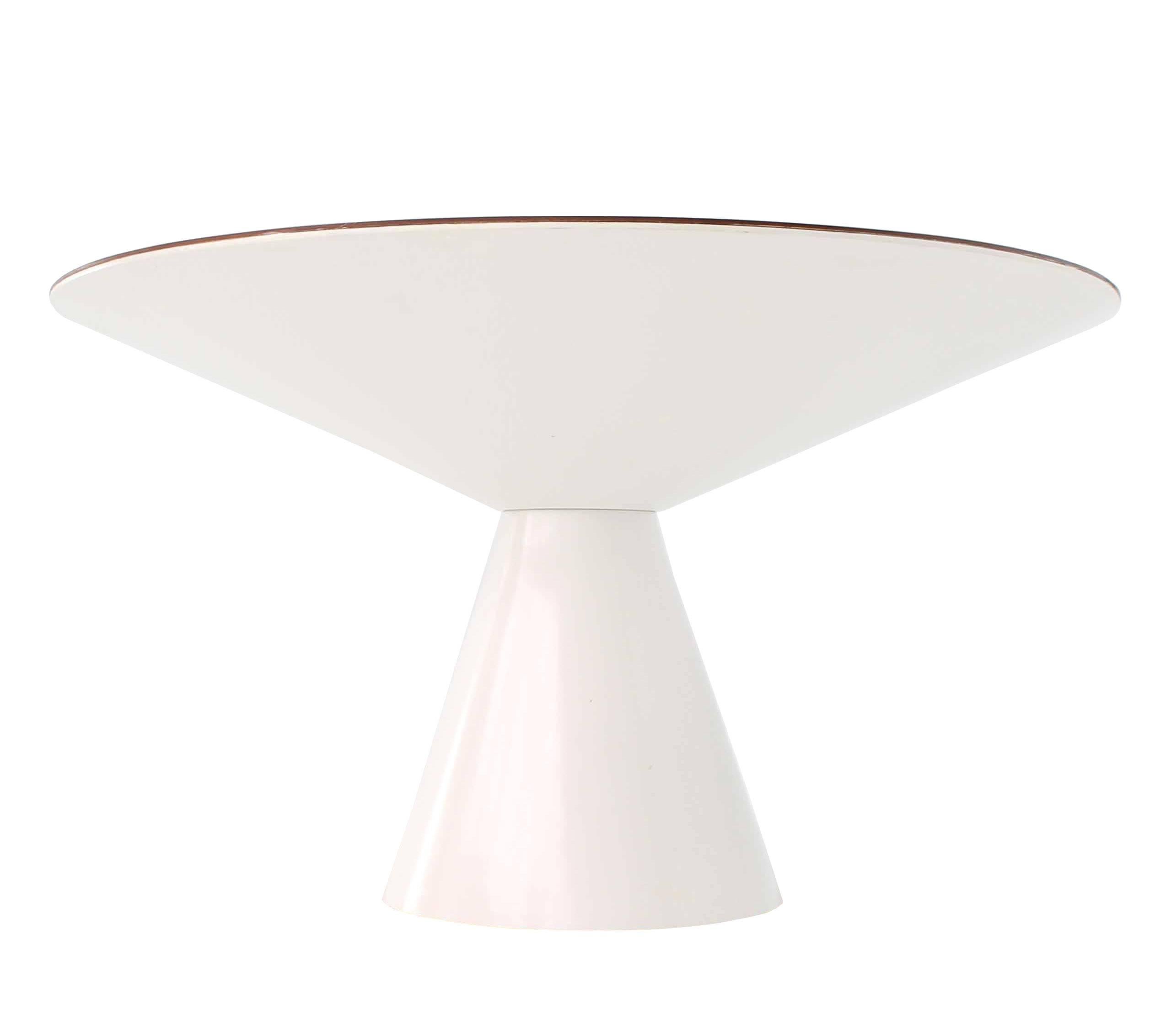 Mid-Century Modern Cone Shape Base Walnut Top Mid-Century Round Dining Table
