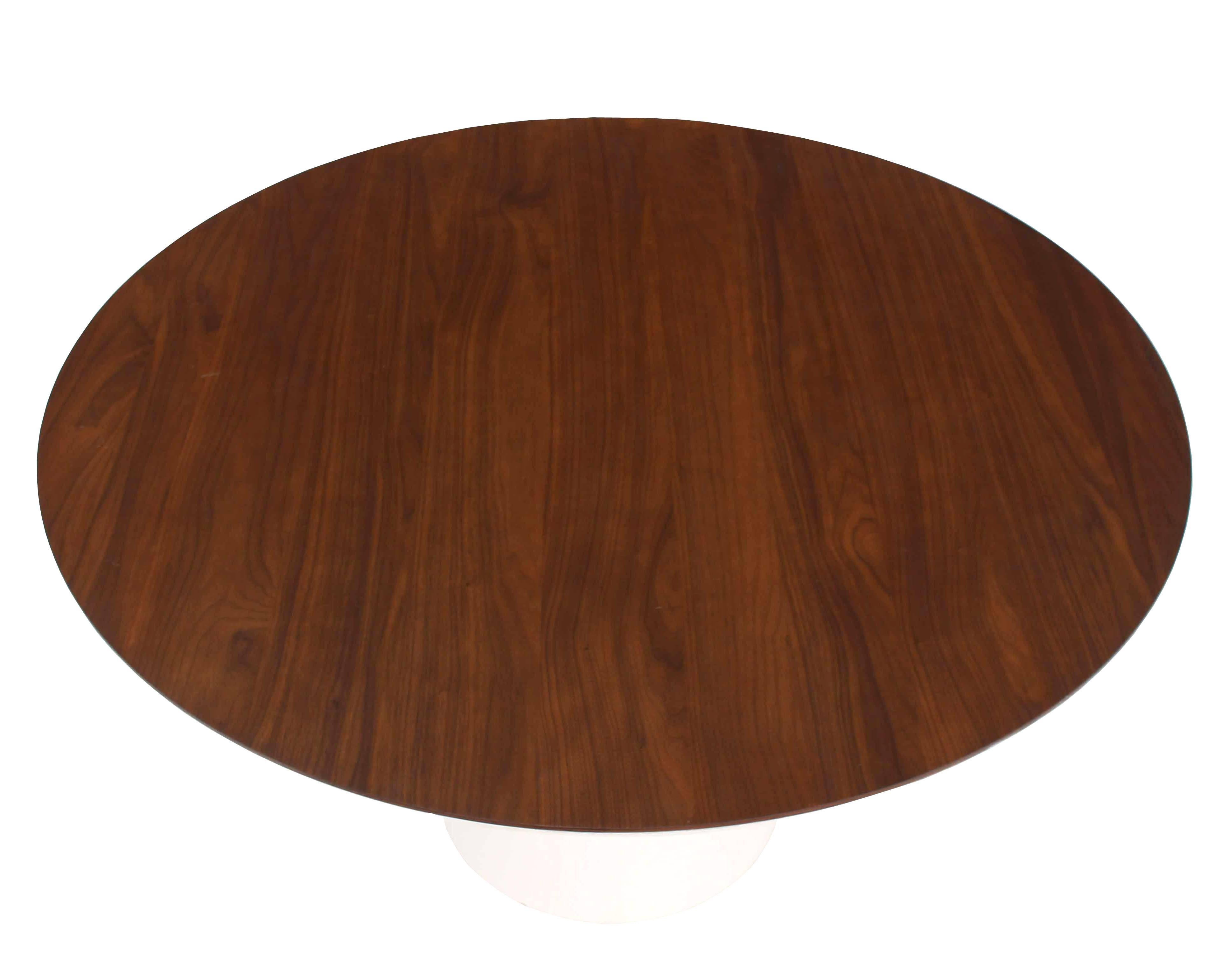 American Cone Shape Base Walnut Top Mid-Century Round Dining Table