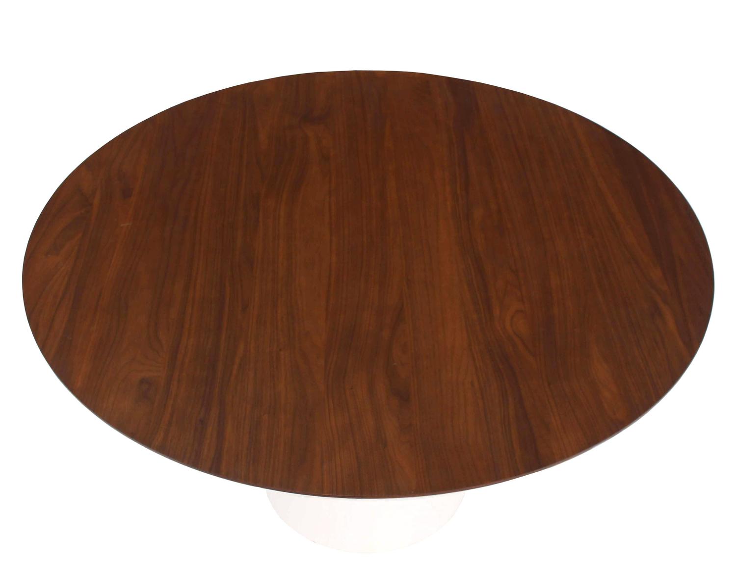 Cone Shape Base Walnut Top MidCentury Round Dining Table at 1stdibs