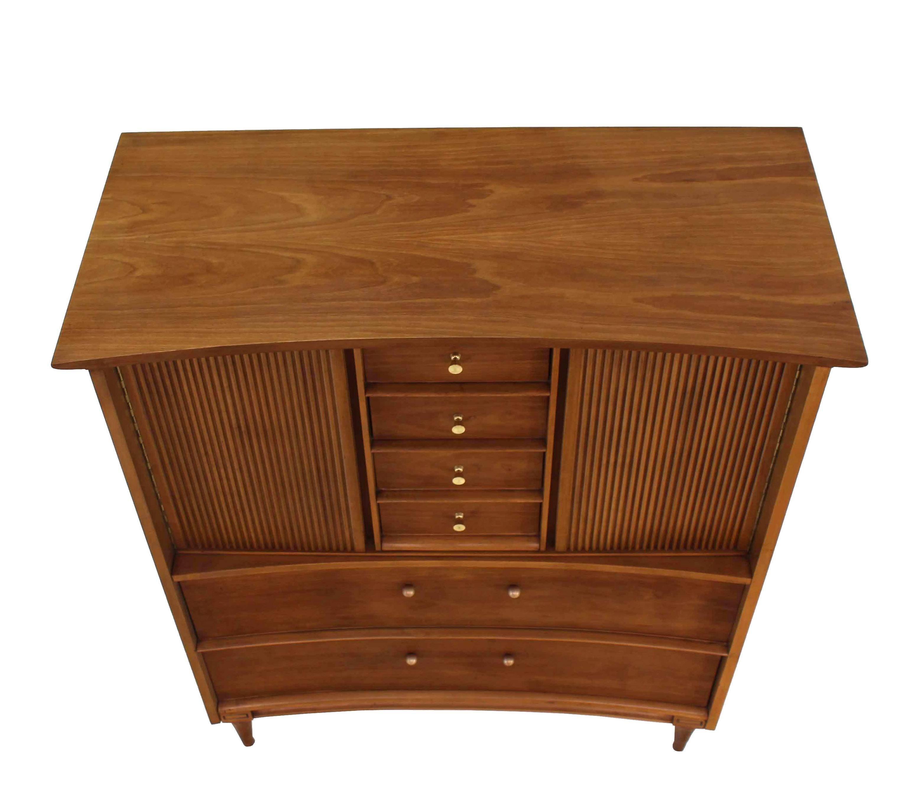 Very nice Mid-Century Modern concave front high chest dresser.