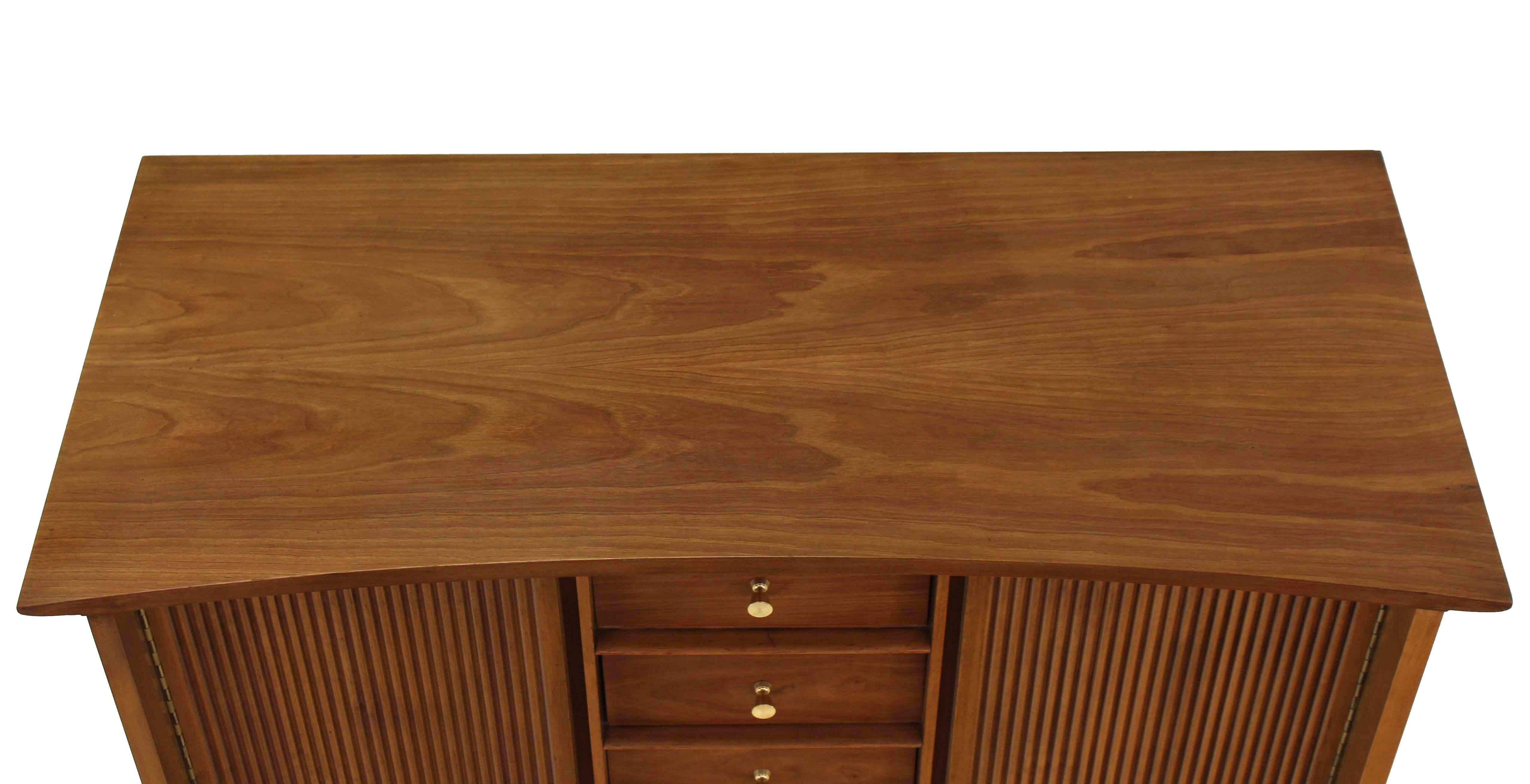 20th Century Concave Front Mid Century Modern High Chest Dresser