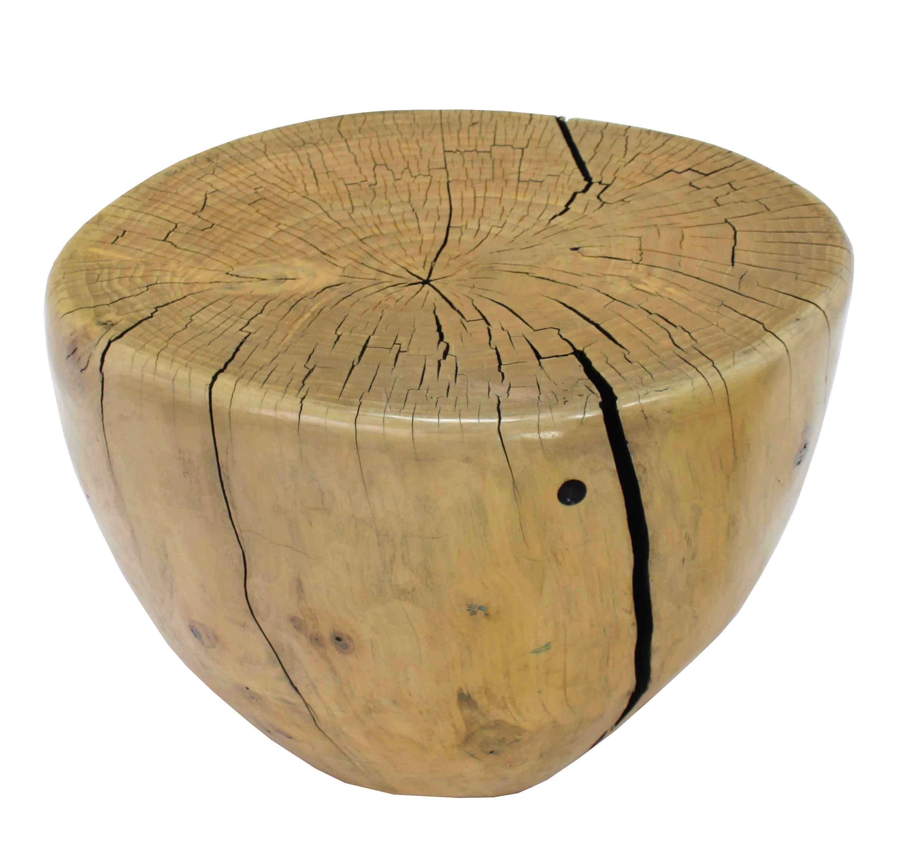 20th Century Pair of Round Natural Specimen Wood Side Tables