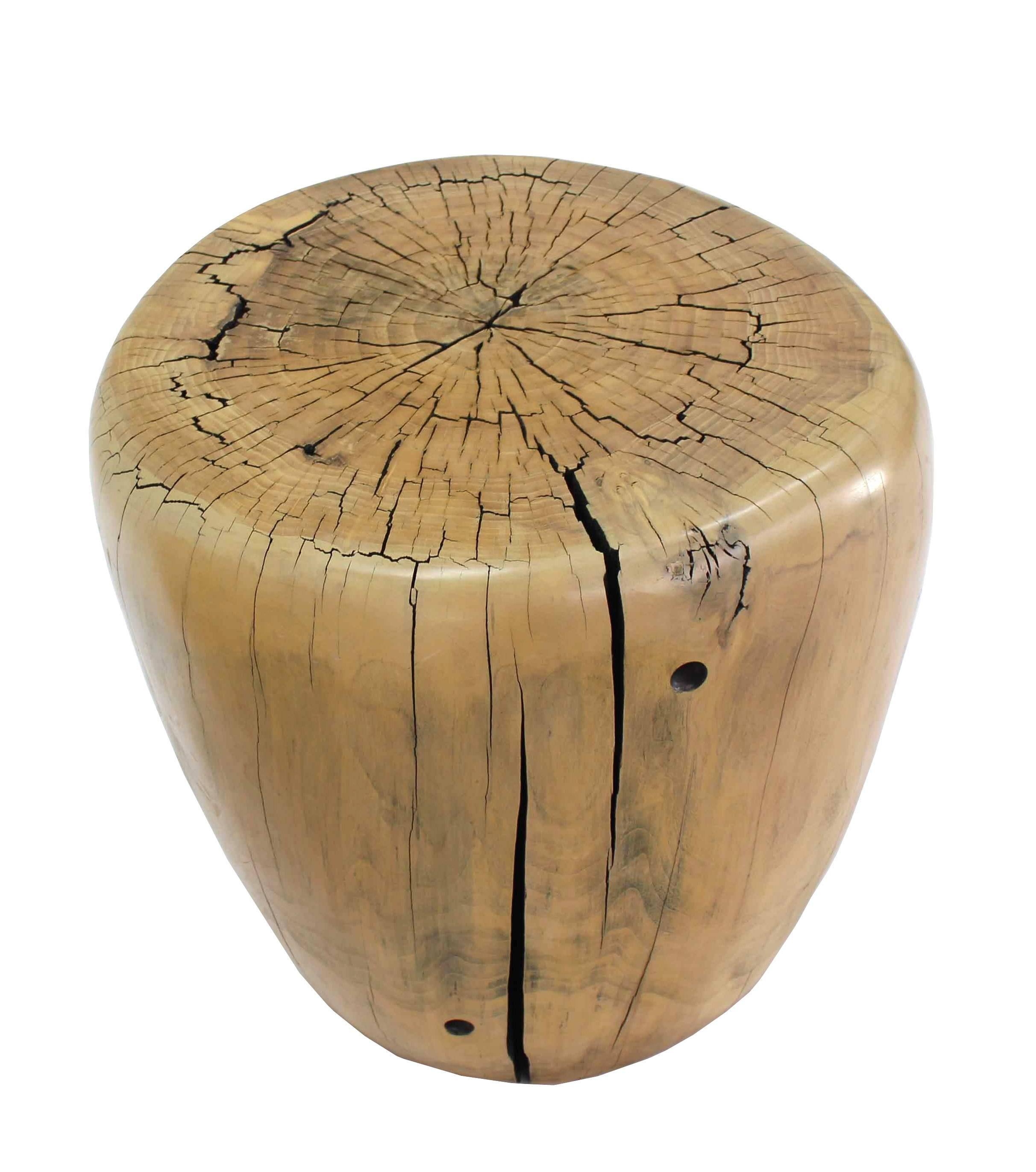 Pair of Round Natural Specimen Wood Side Tables 1