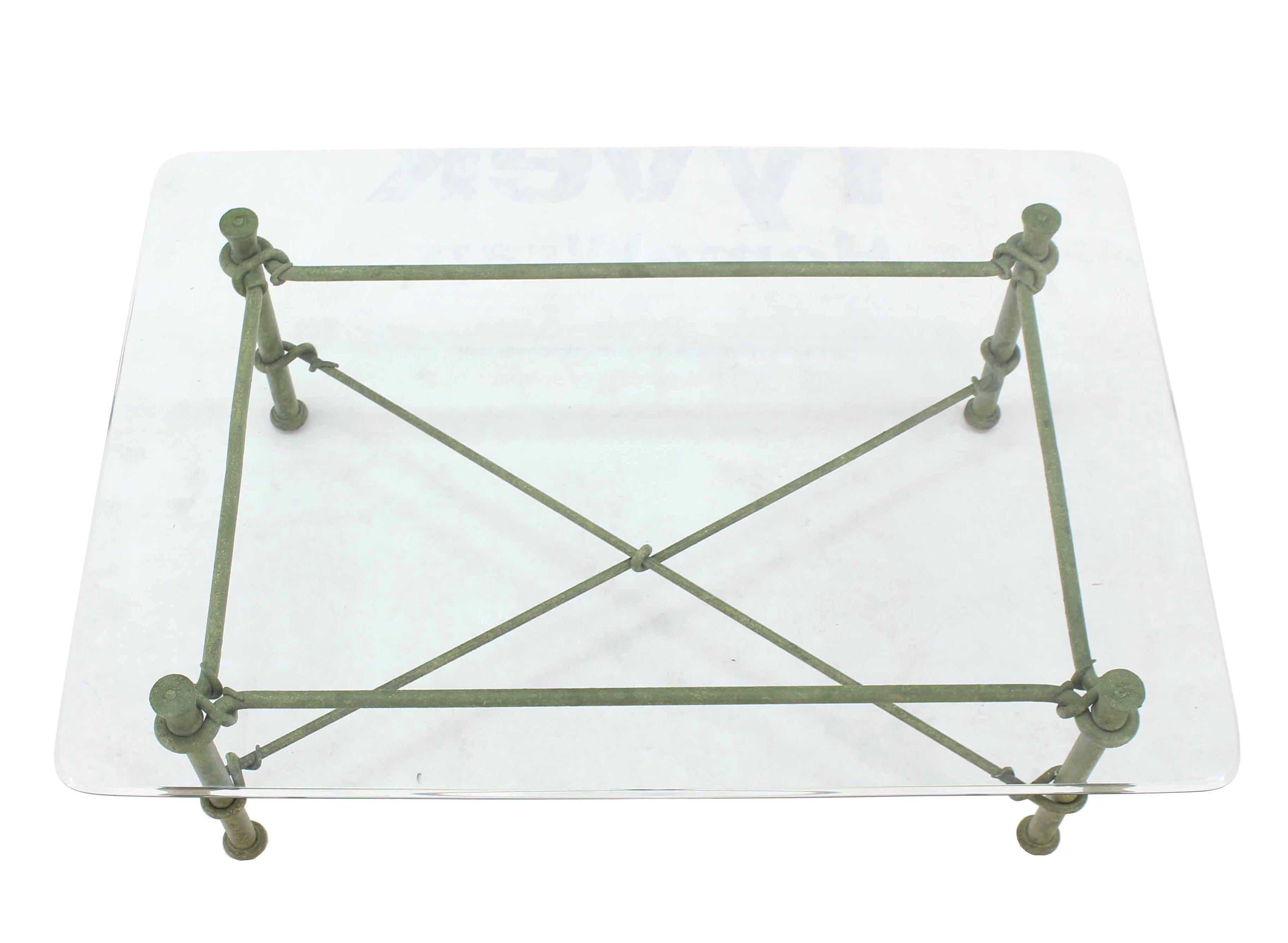 rectangular wrought iron glass top coffee table