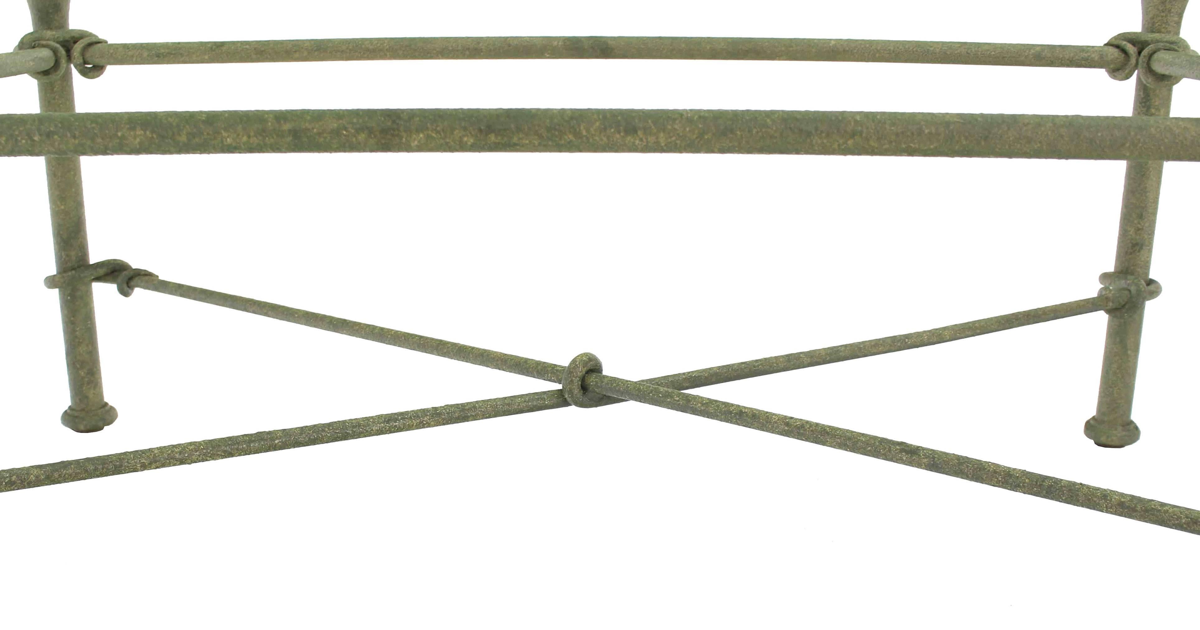 American Rectangle Wrought Iron Base Glass Top Coffee Table