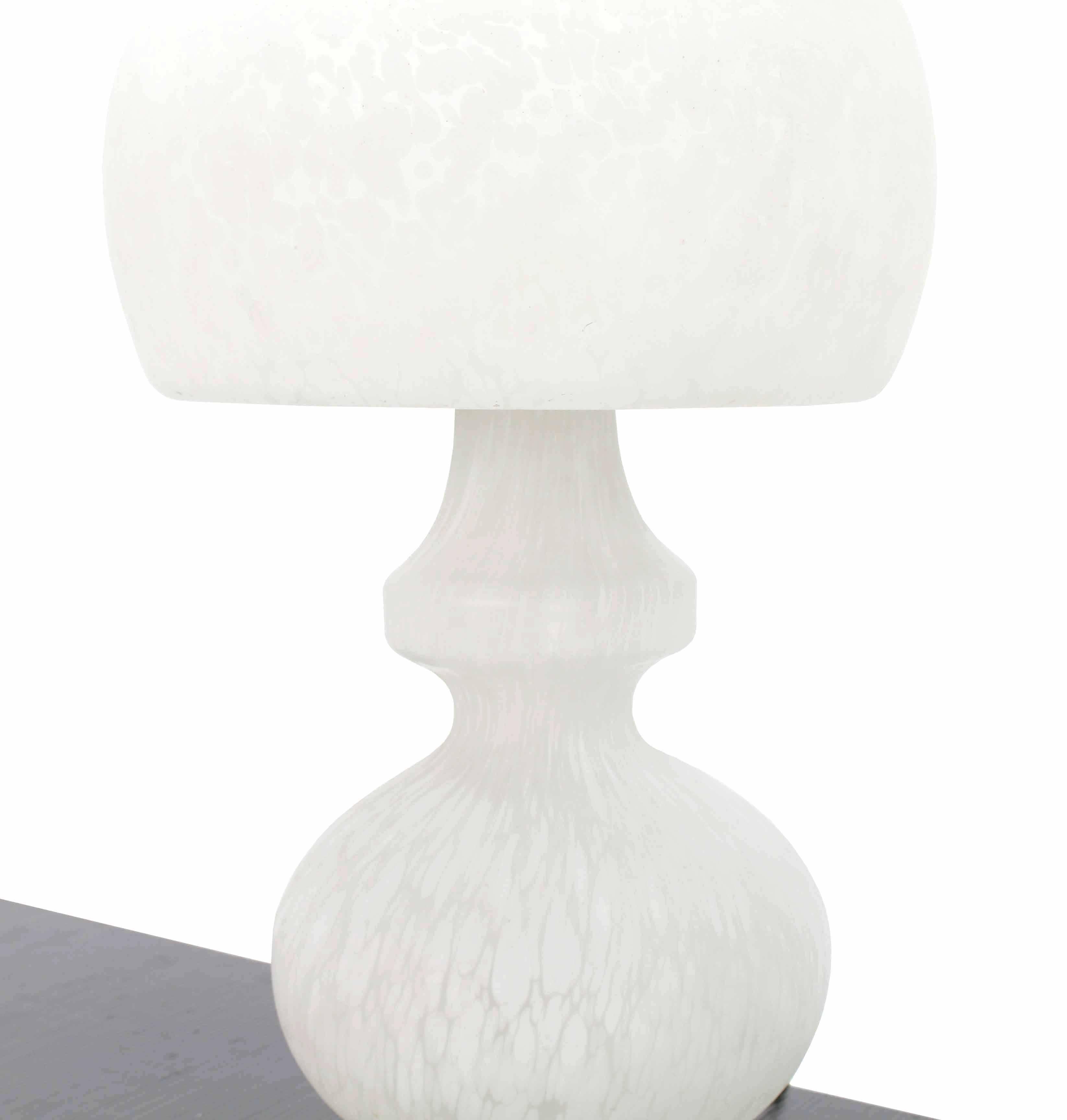 20th Century Textured Milk Murano Glass Mushroom Table Lamp For Sale