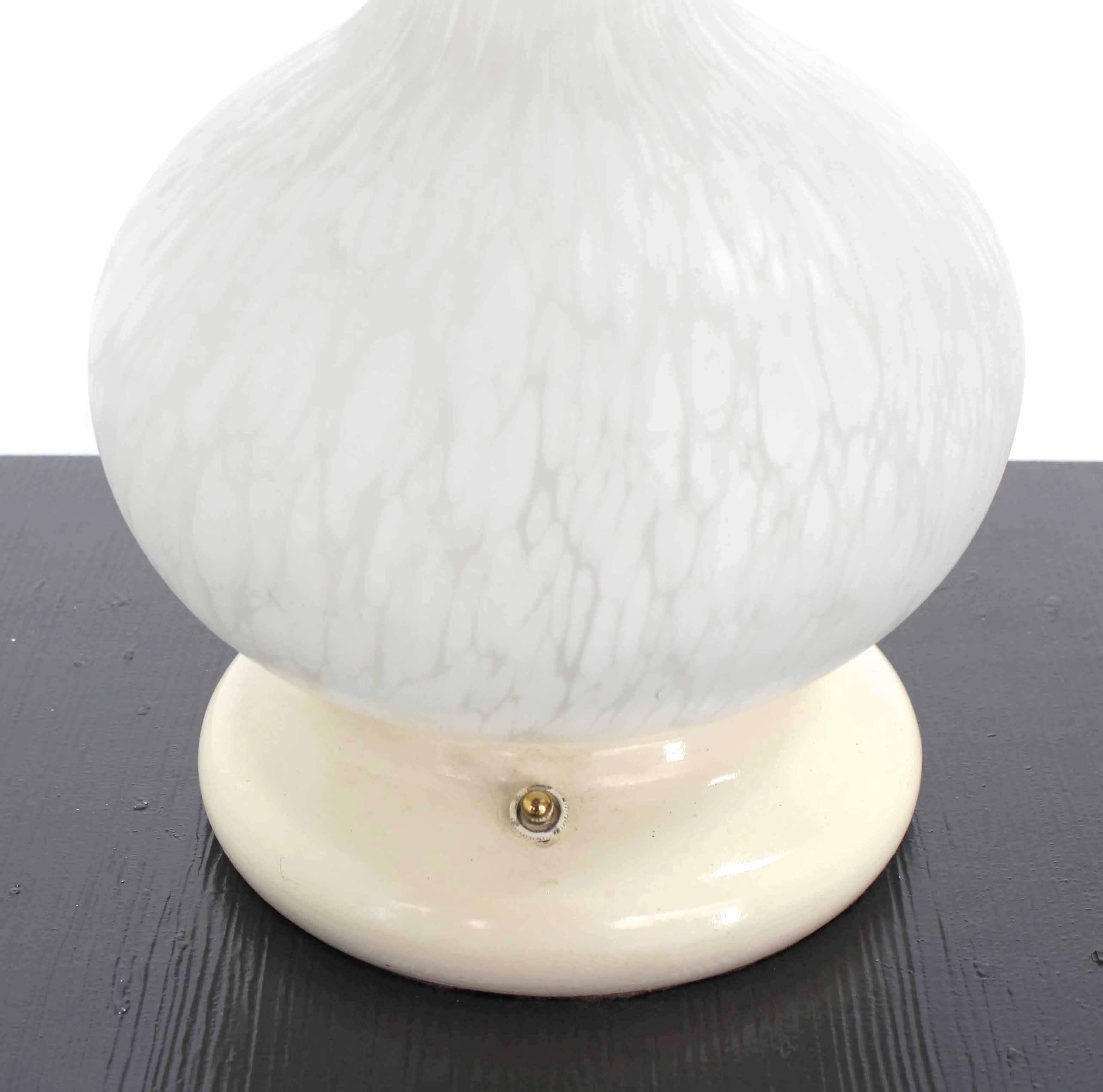 Art Glass Textured Milk Murano Glass Mushroom Table Lamp For Sale