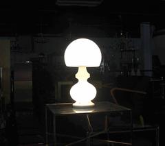 Textured Milk Murano Glass Mushroom Table Lamp