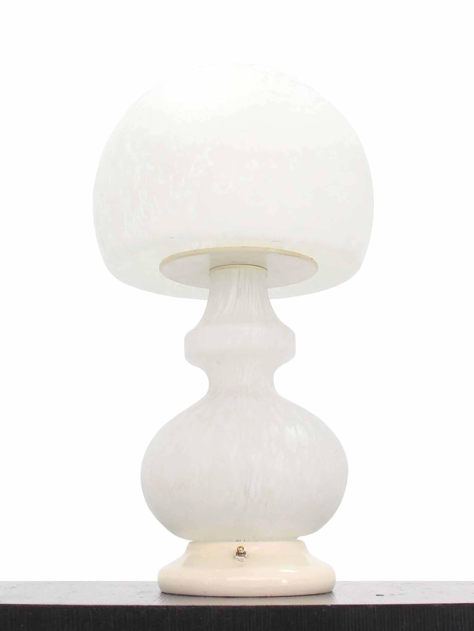 Textured Milk Murano Glass Mushroom Table Lamp For Sale 2