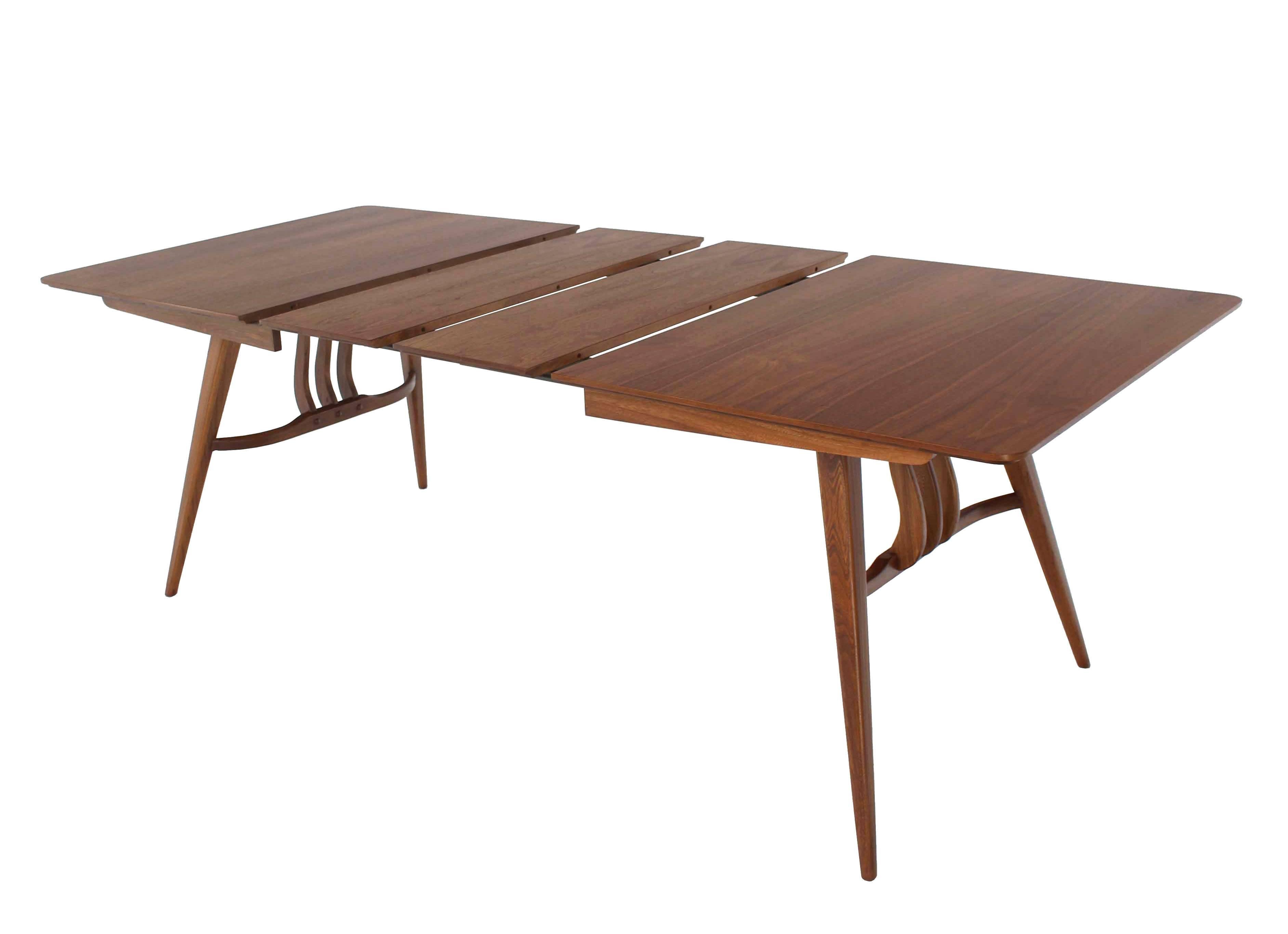 American Mid-Century Modern Walnut Sculptured Base Dining Table For Sale