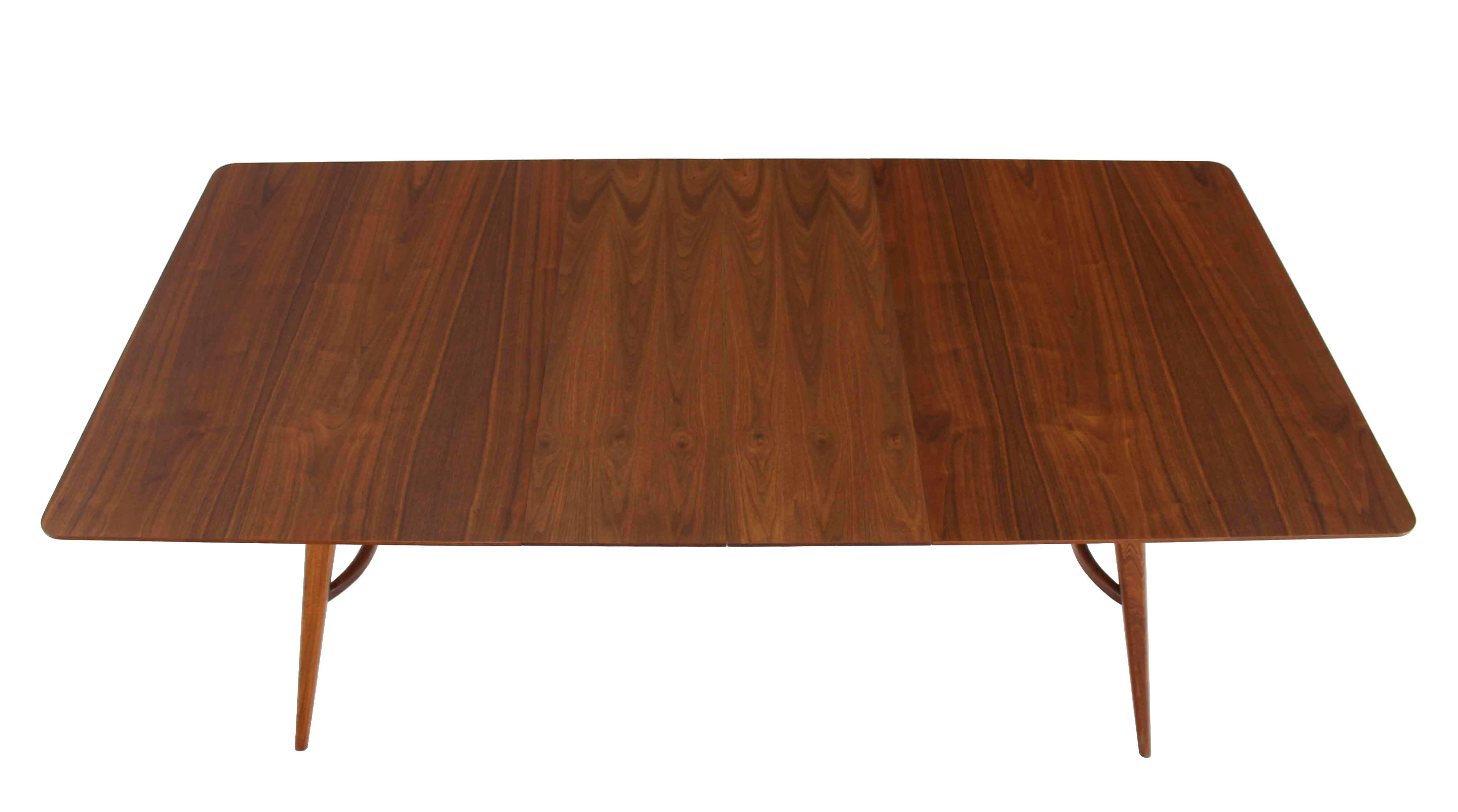 Lacquered Mid-Century Modern Walnut Sculptured Base Dining Table For Sale