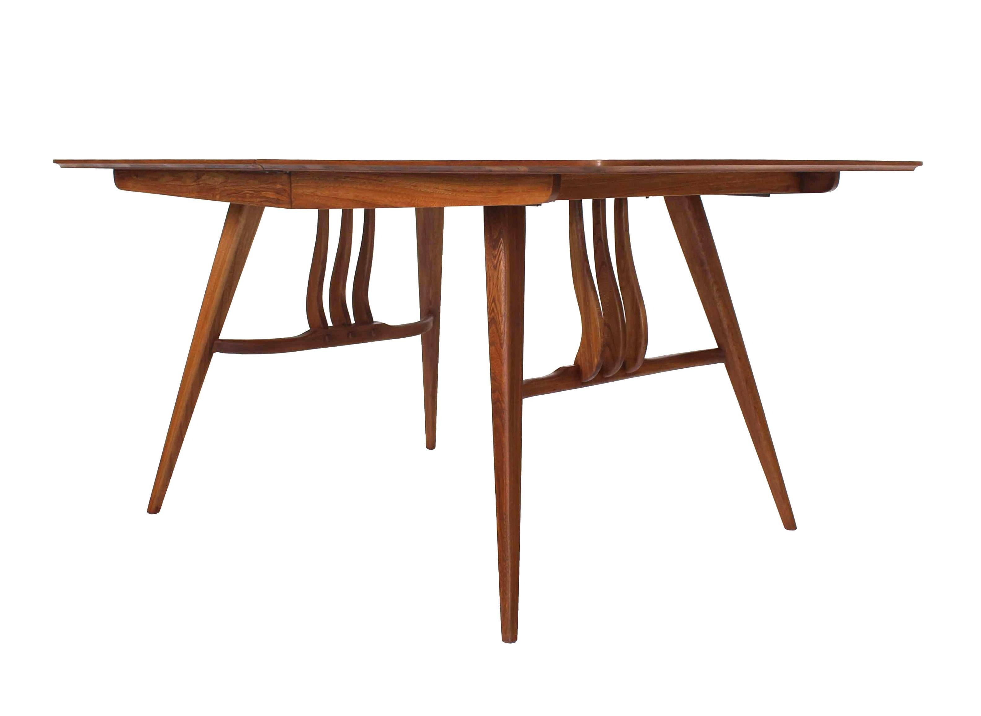 Mid-Century Modern Walnut Sculptured Base Dining Table For Sale 1