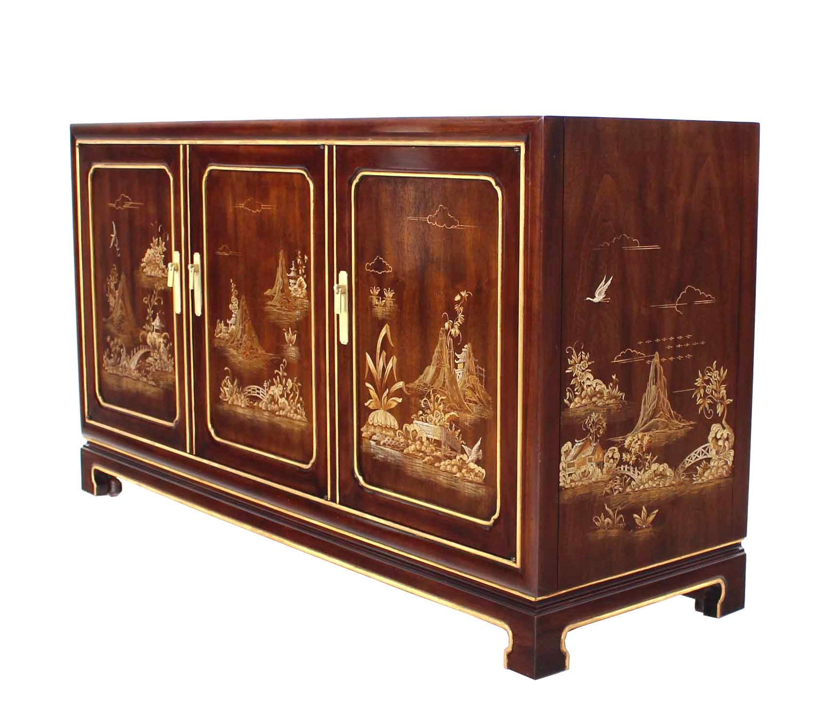 American Pair of Oriental Motive Cabinets