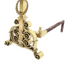 Pair of Heavy Brass or Bronze Andirons