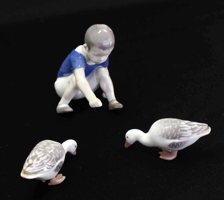 20th Century Set of Three Royal Copenhagen Porcelain Figurines 