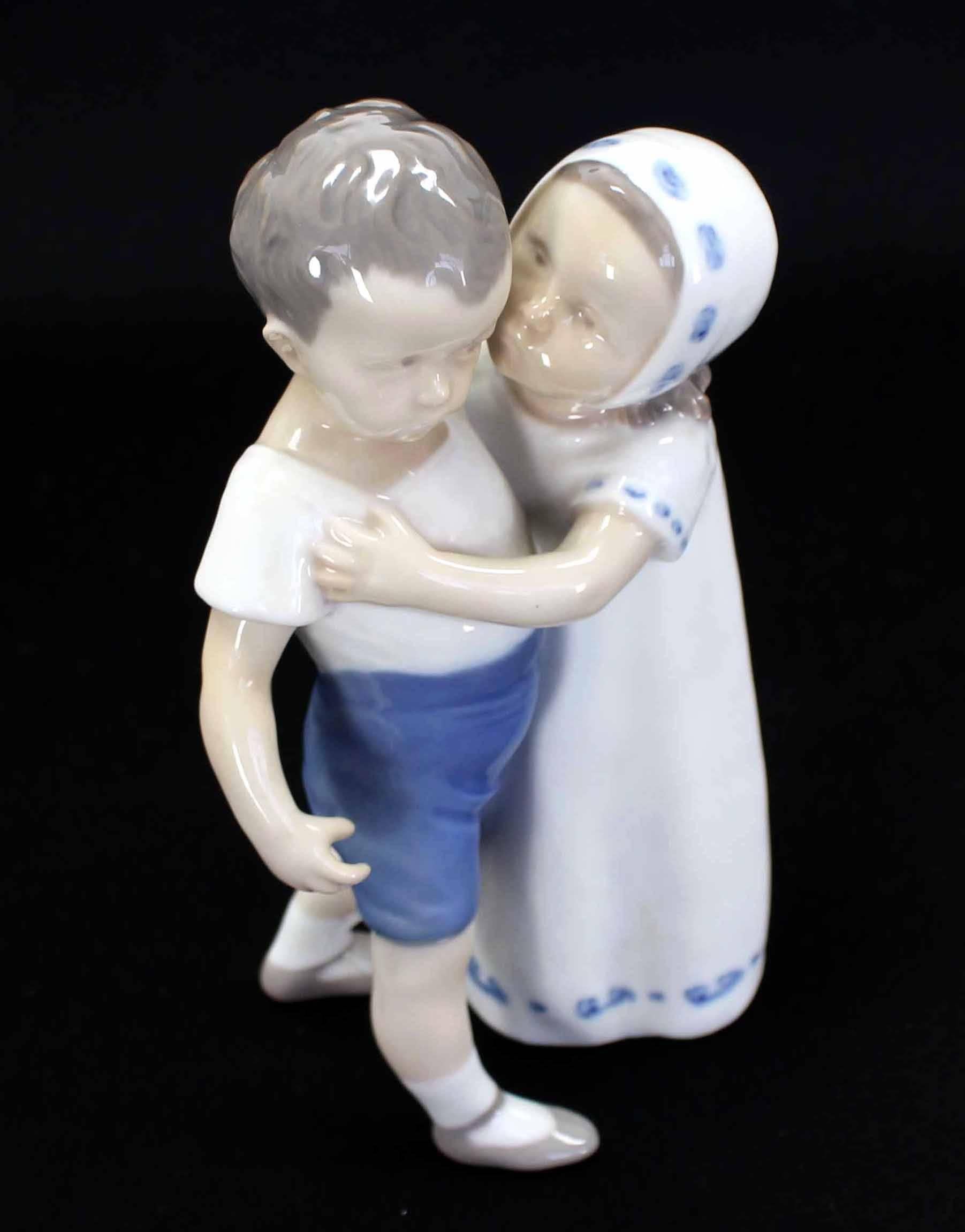 Mid-Century Modern Girl Kissing Boy Royal Copenhagen Porcelain Figurine