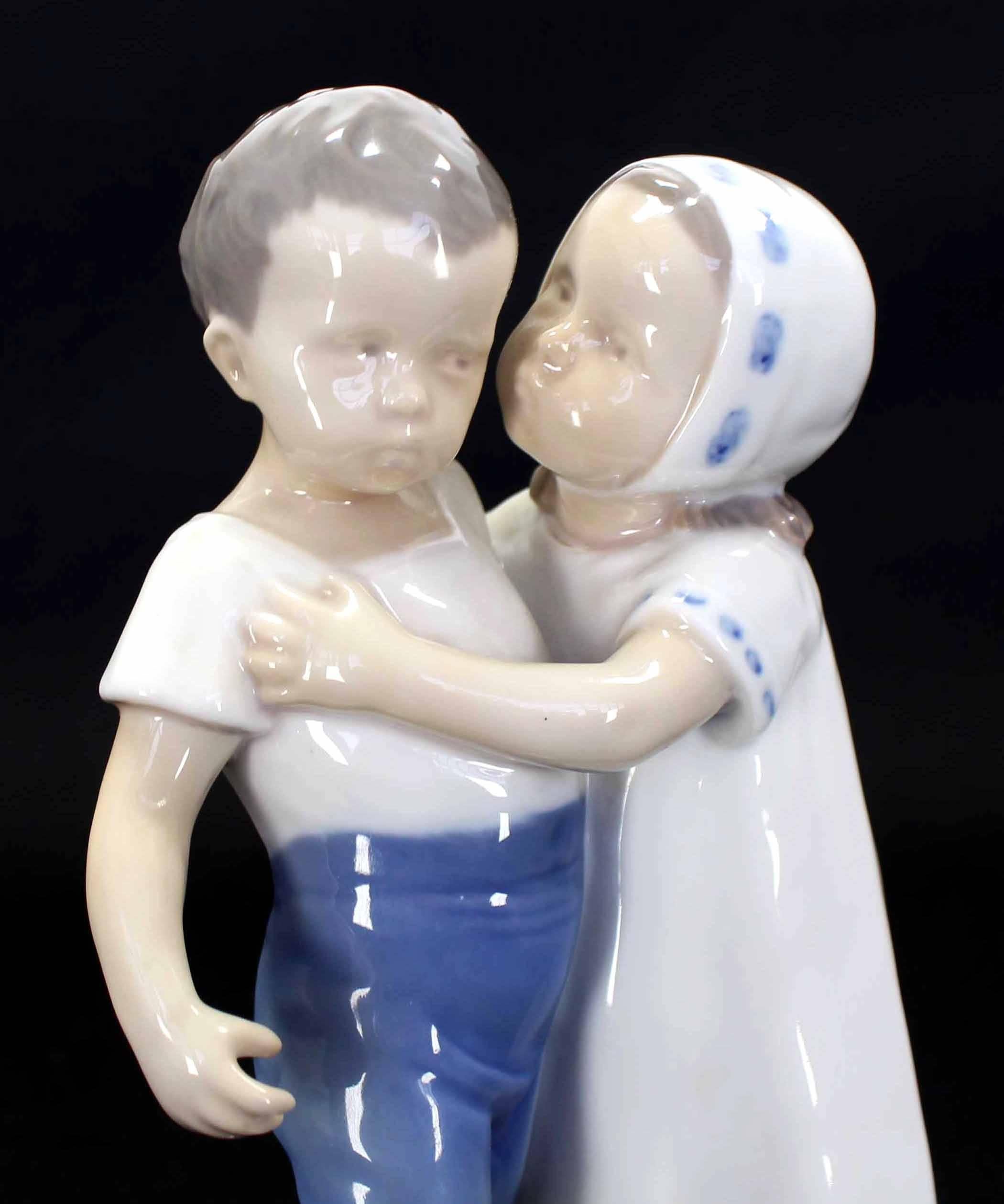 American Girl Kissing Boy Royal Copenhagen Porcelain Figurine
