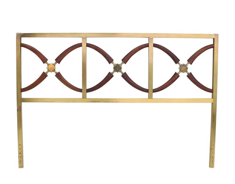 Solid Brass Carved Figural Walnut Queen Size Headboard Bed at 1stdibs