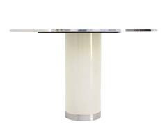Heavy Enameled Metal Cylinder Pedestal Base  Top Round Gueridon Dining Table