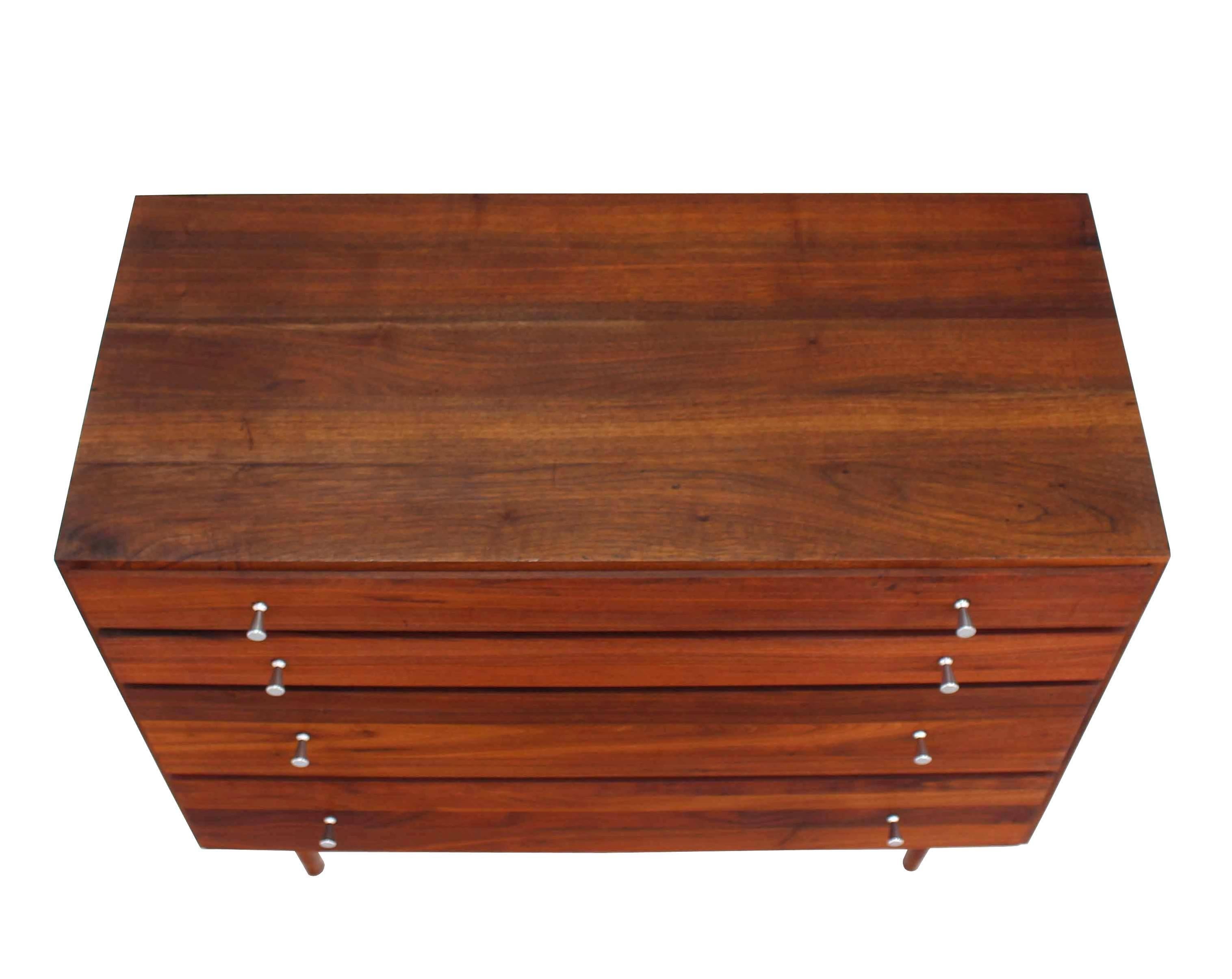 Mid-Century Modern Mid Century Modern Solid Walnut Four Drawer Dresser