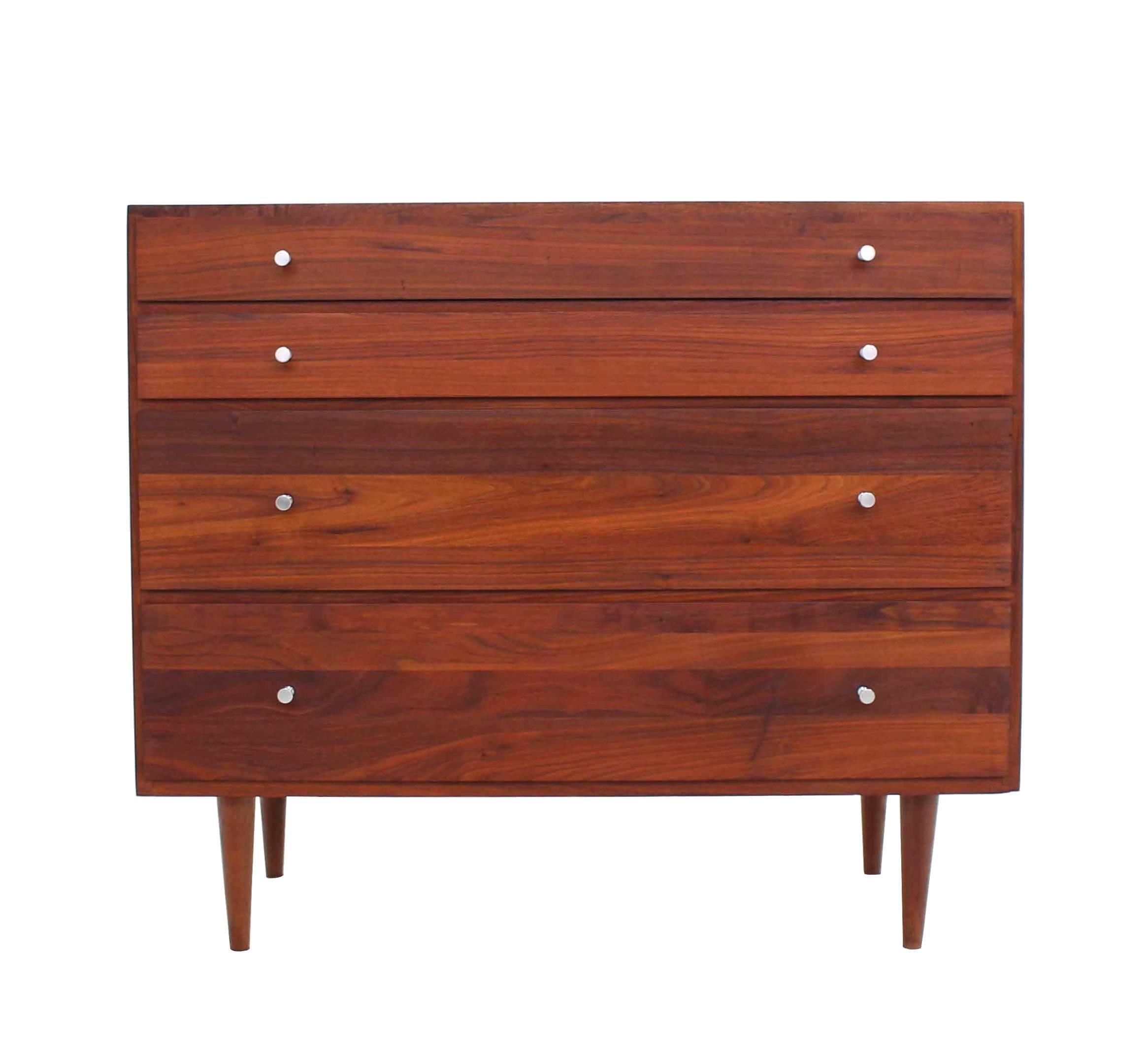 American Mid Century Modern Solid Walnut Four Drawer Dresser