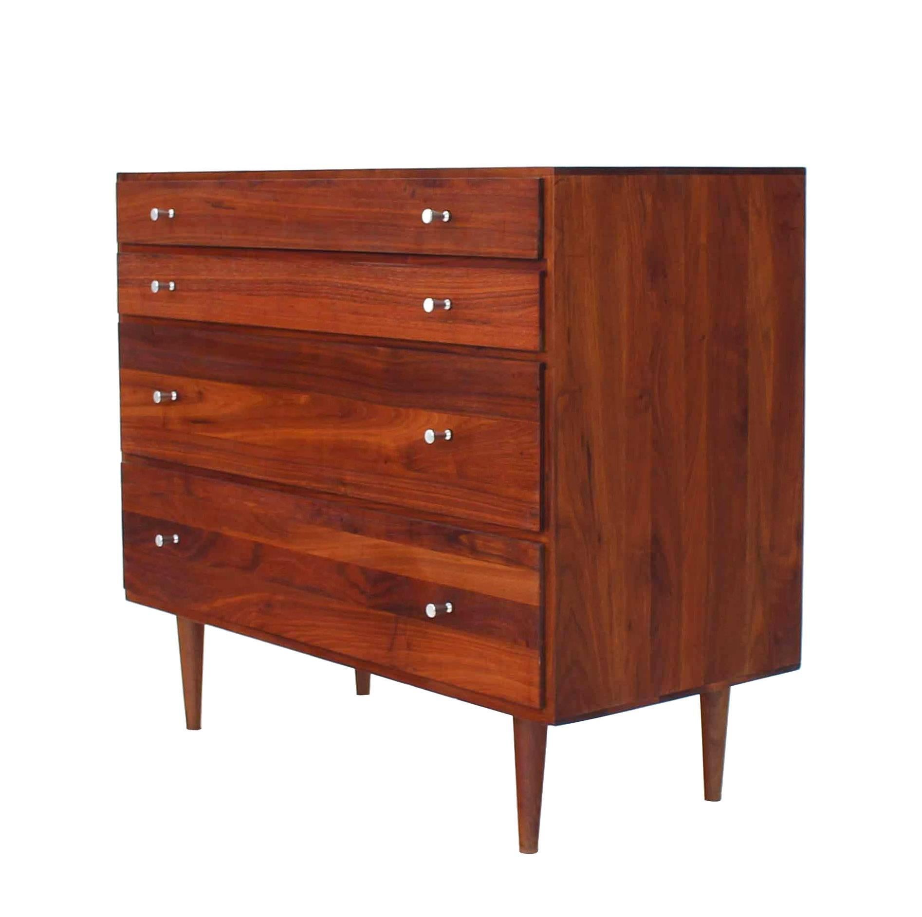 Mid Century Modern Solid Walnut Four Drawer Dresser 1