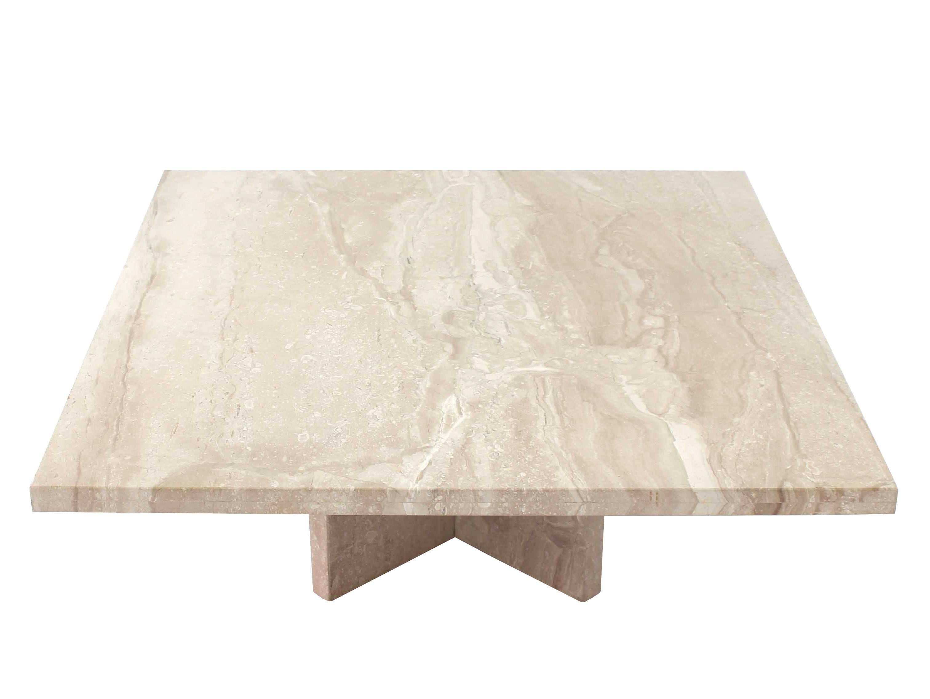 Large Square Travertine Coffee Table In Excellent Condition In Rockaway, NJ