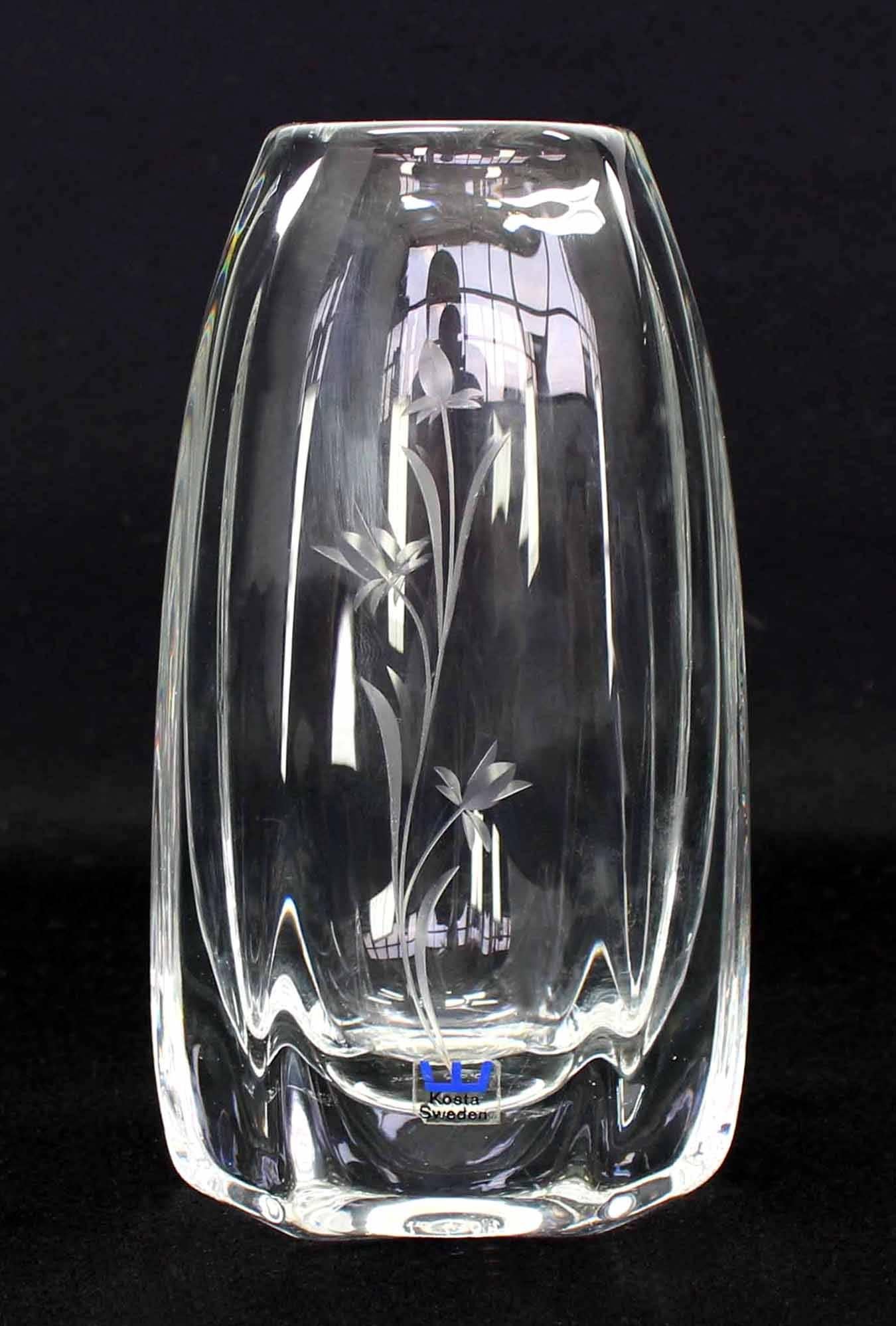 Américain Grand vase suédois en cristal par Kosta en vente