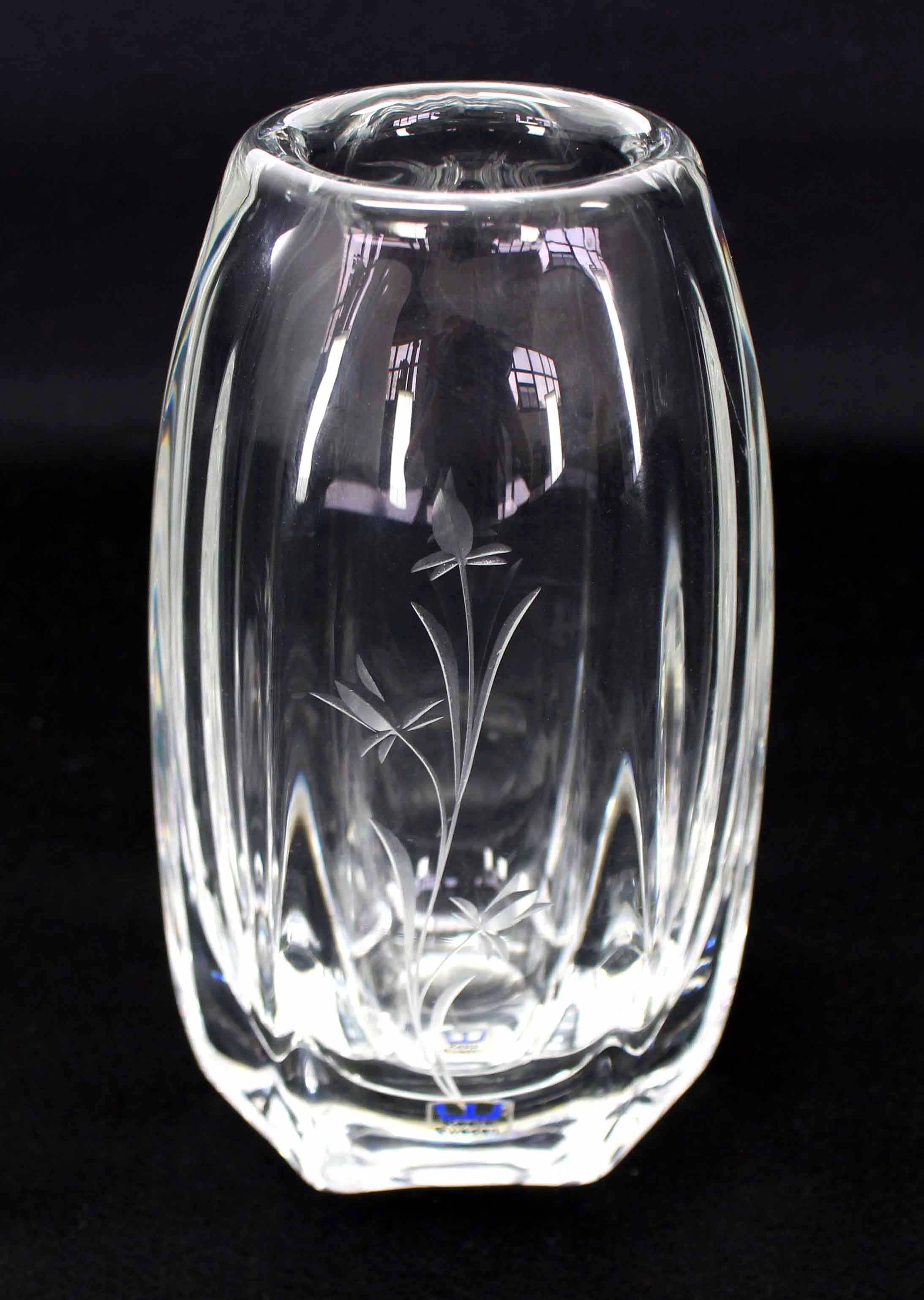 American Tall Swedish Crystal Vase by Kosta For Sale