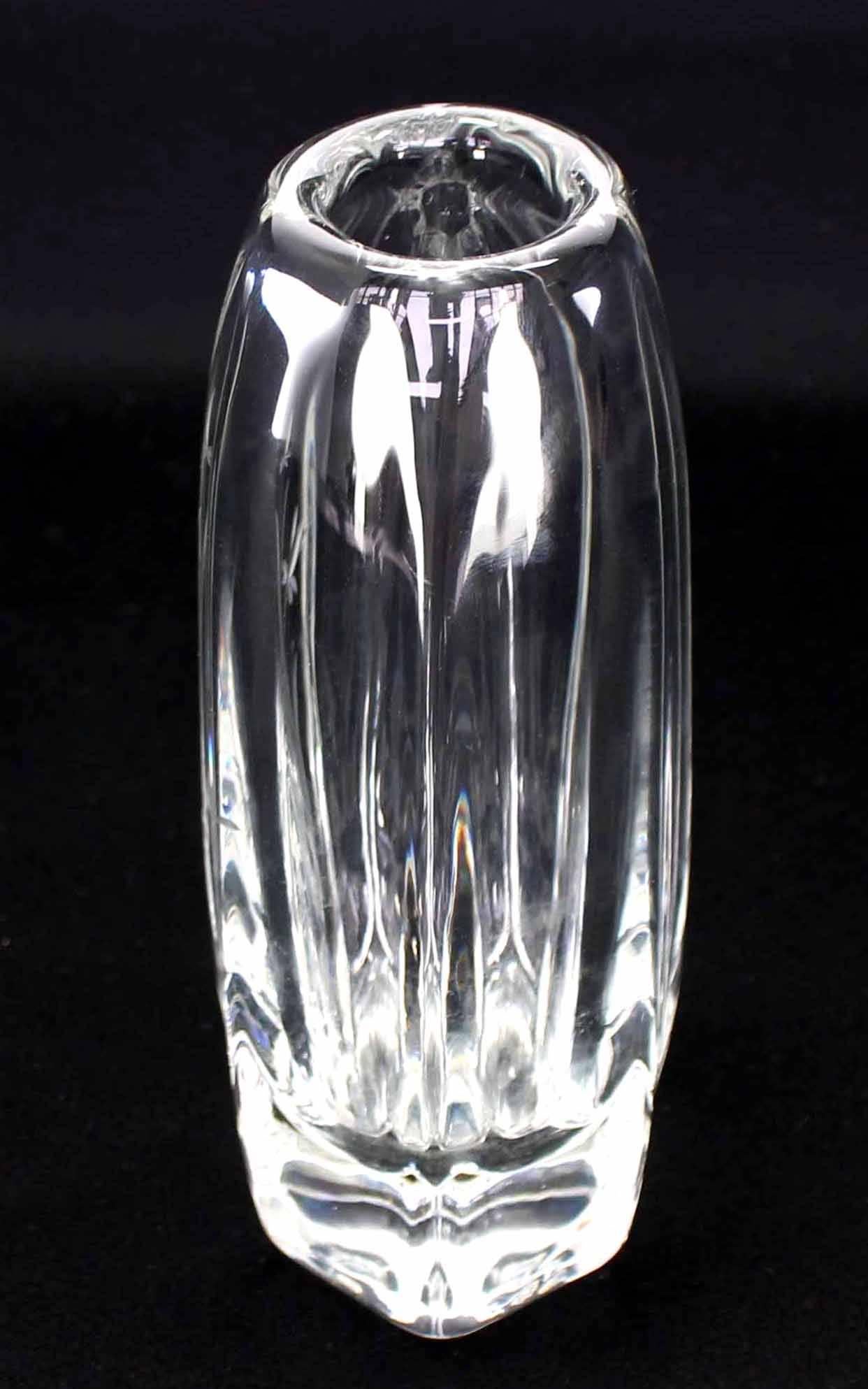 Mid-Century Modern Tall Swedish Crystal Vase by Kosta For Sale