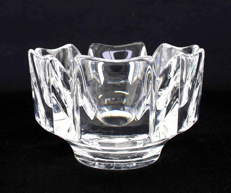 Pair of Heavy Crystal Bowl Vases by Orrefors For Sale at 1stDibs