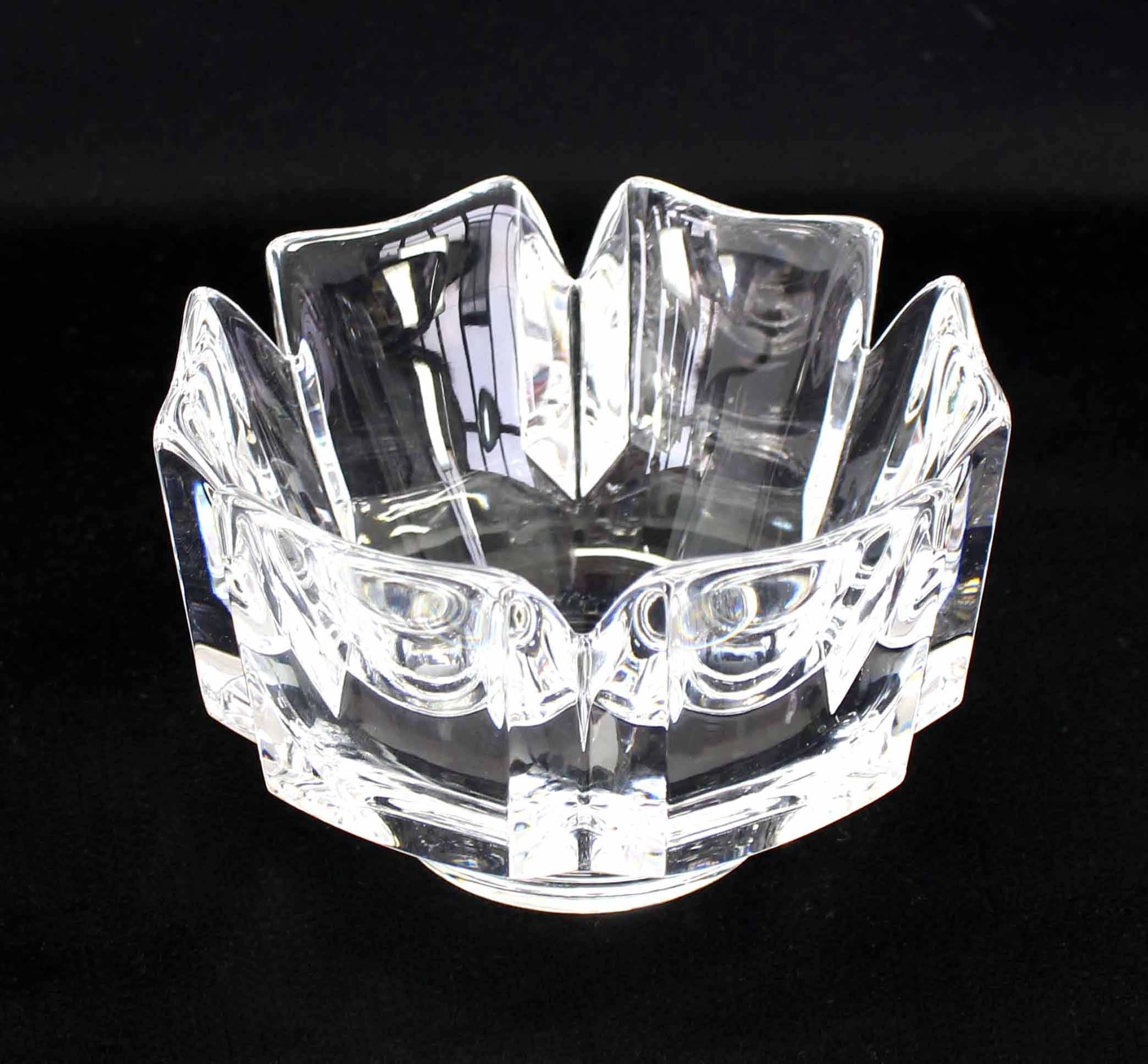 Pair of Heavy Crystal Bowl Vases by Orrefors For Sale 1