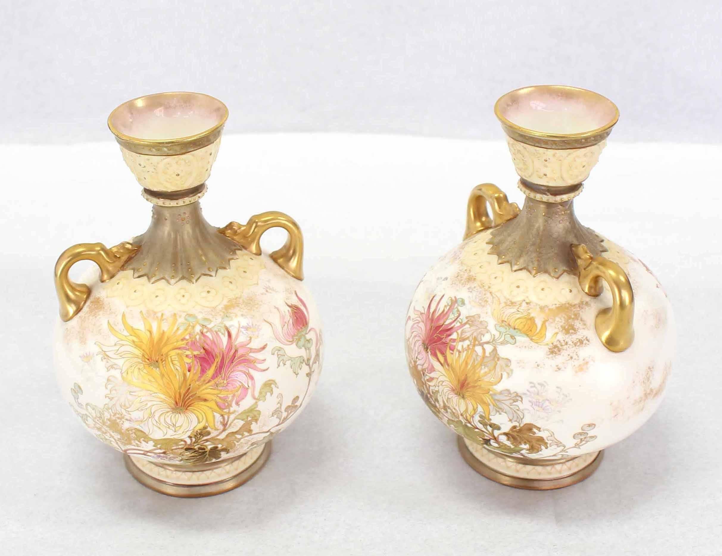 English Pair of Royal Worcester Porcelain Vases For Sale