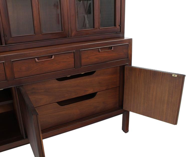 MidCentury Modern Fluted Doors Walnut China Hutch at 1stDibs