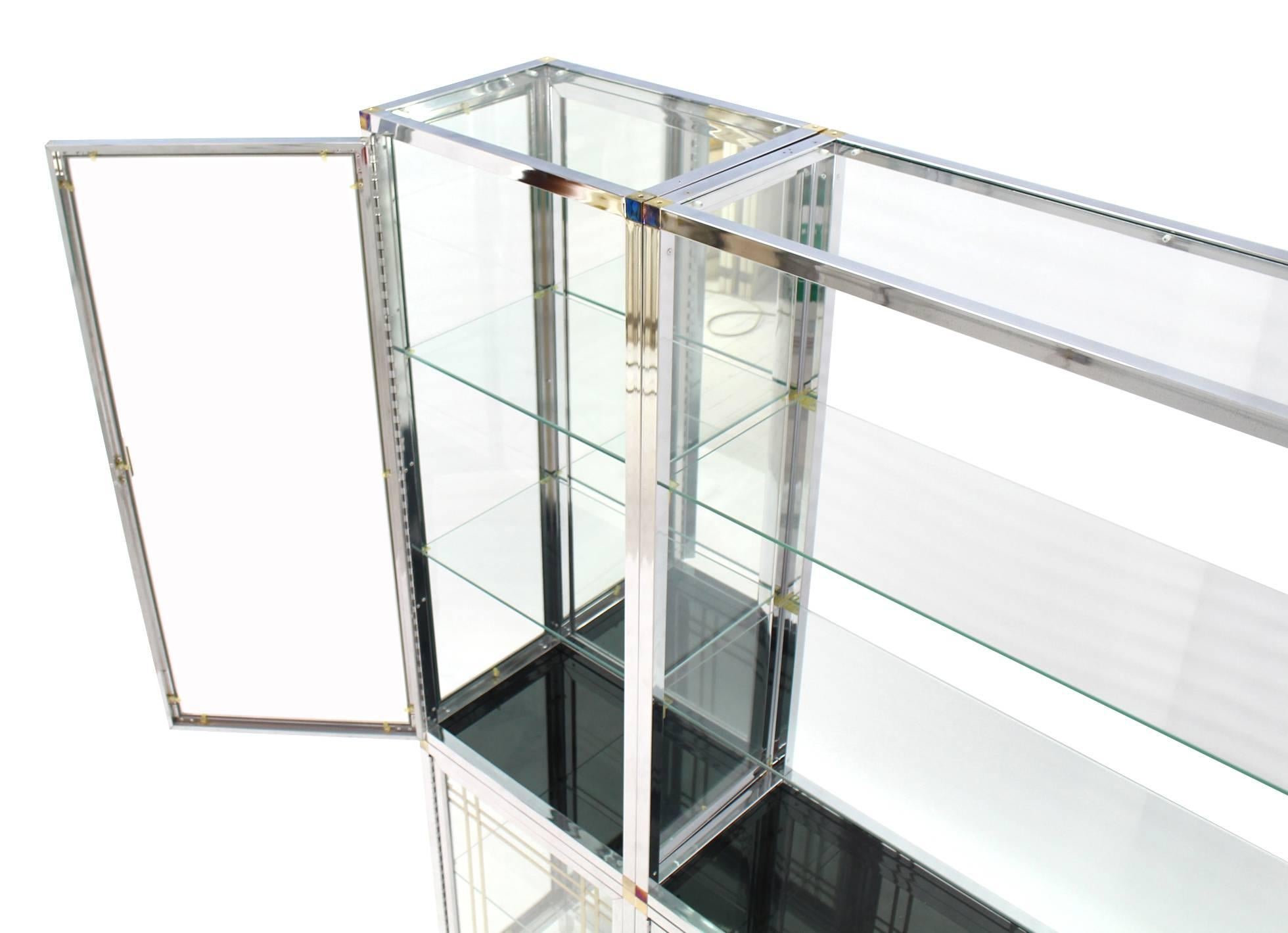 Spectacular Chrome Brass Glass Vitrine Cabinet Showcase 1