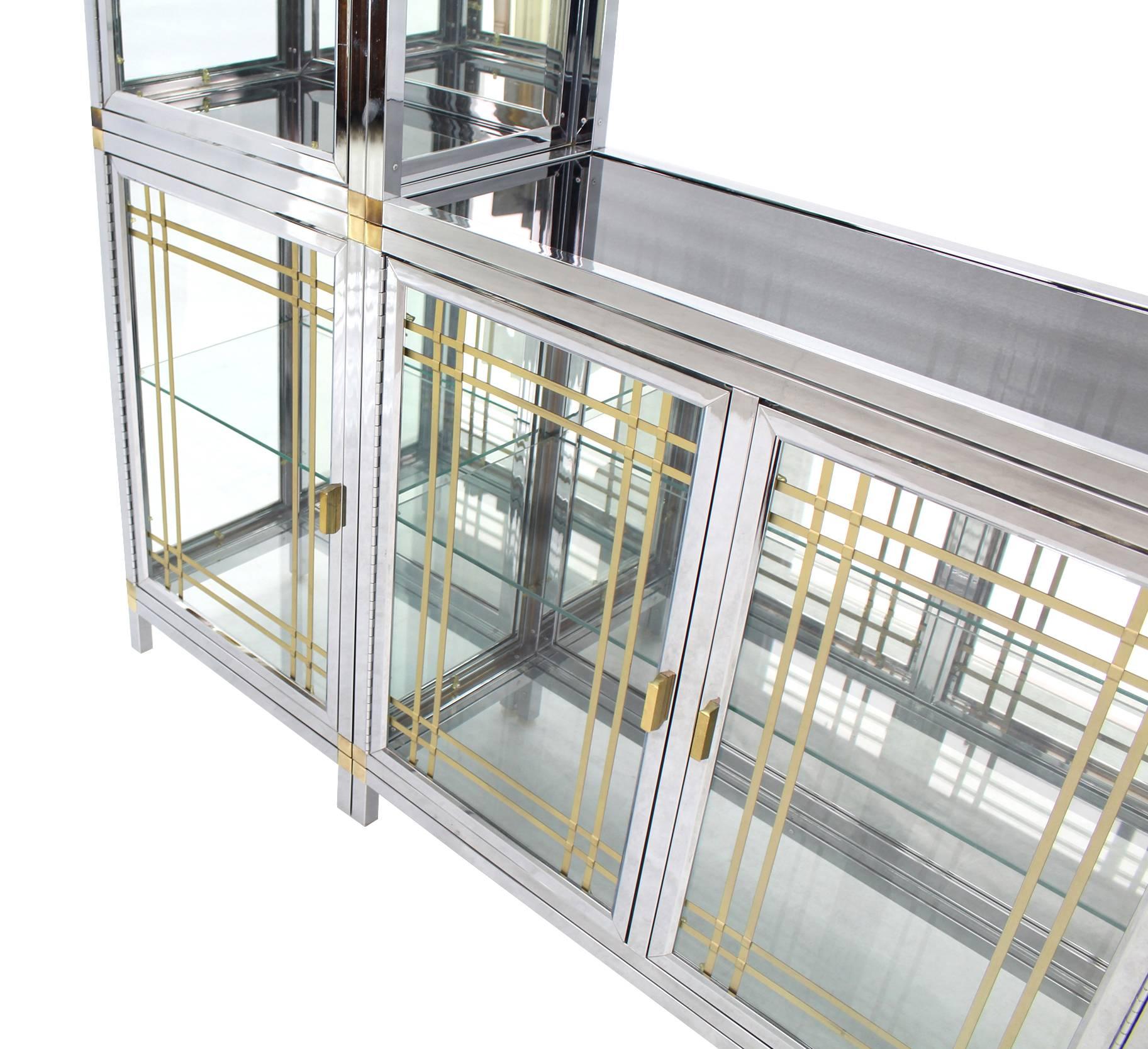 Spectacular Chrome Brass Glass Vitrine Cabinet Showcase 3