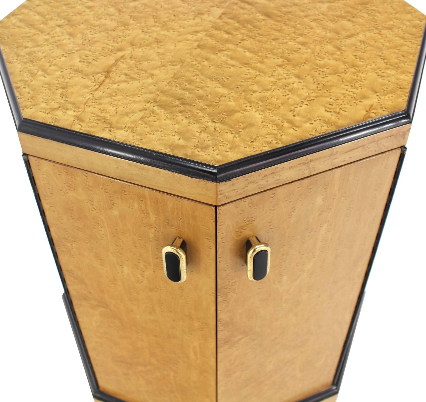 American Birds Eye Maple Side Table Pedestal For Sale