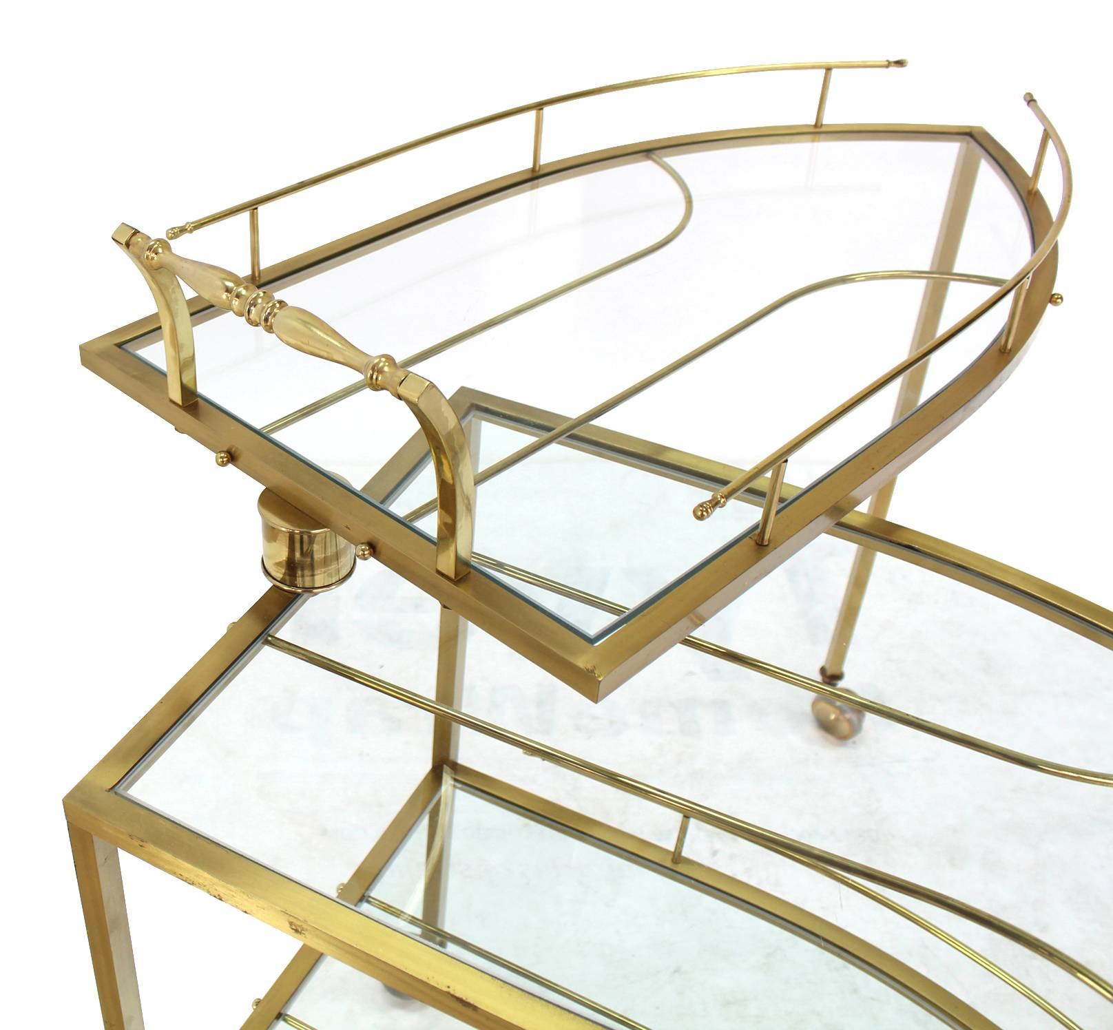 Mid-Century Modern Unusual Iron Shape Folding Brass Tea Cart