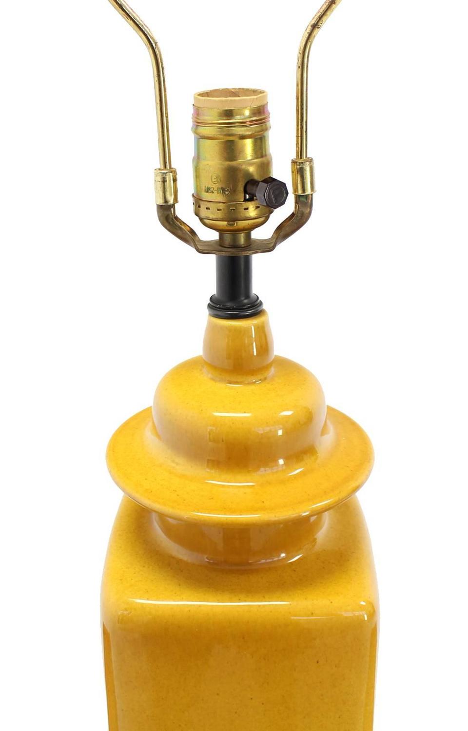 Art Pottery Ceramic Mustard Color Glaze Table Lamp For Sale at 1stdibs